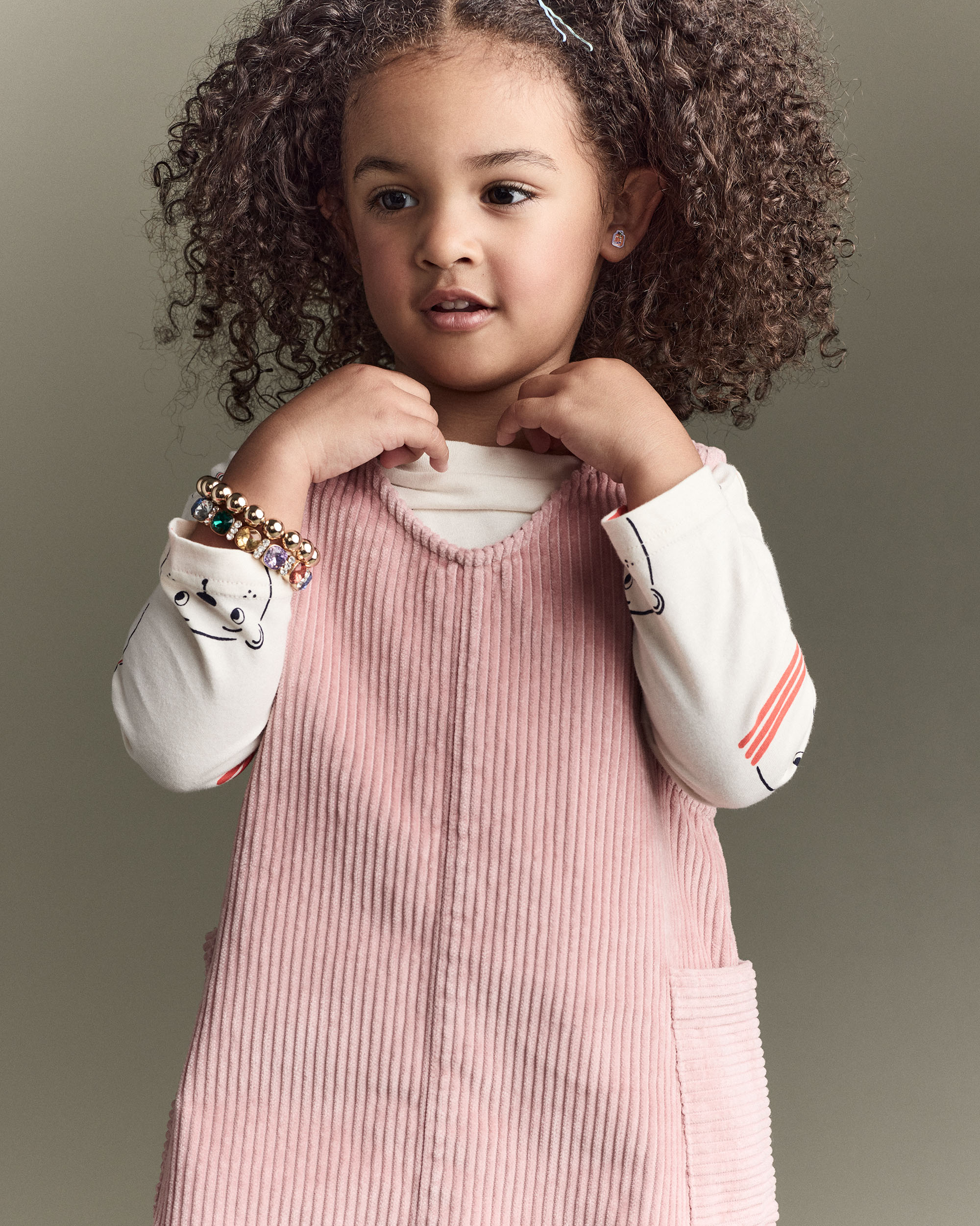 Toddler Girl Otter Pocket Corduroy Jumper - Light Pink