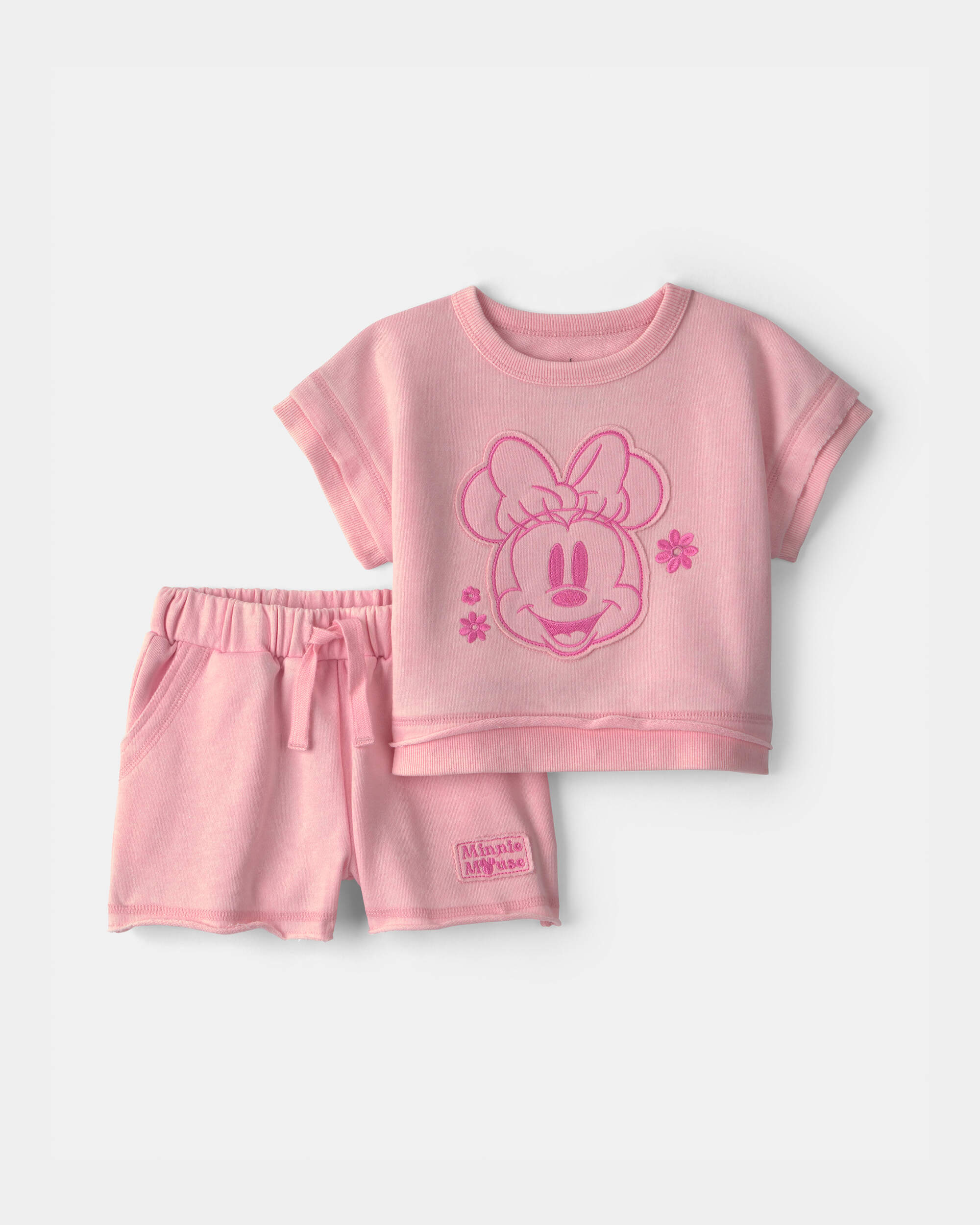 Baby Girl 2-Piece Disney© Minnie Mouse French Terry Top & Short Set - Pink