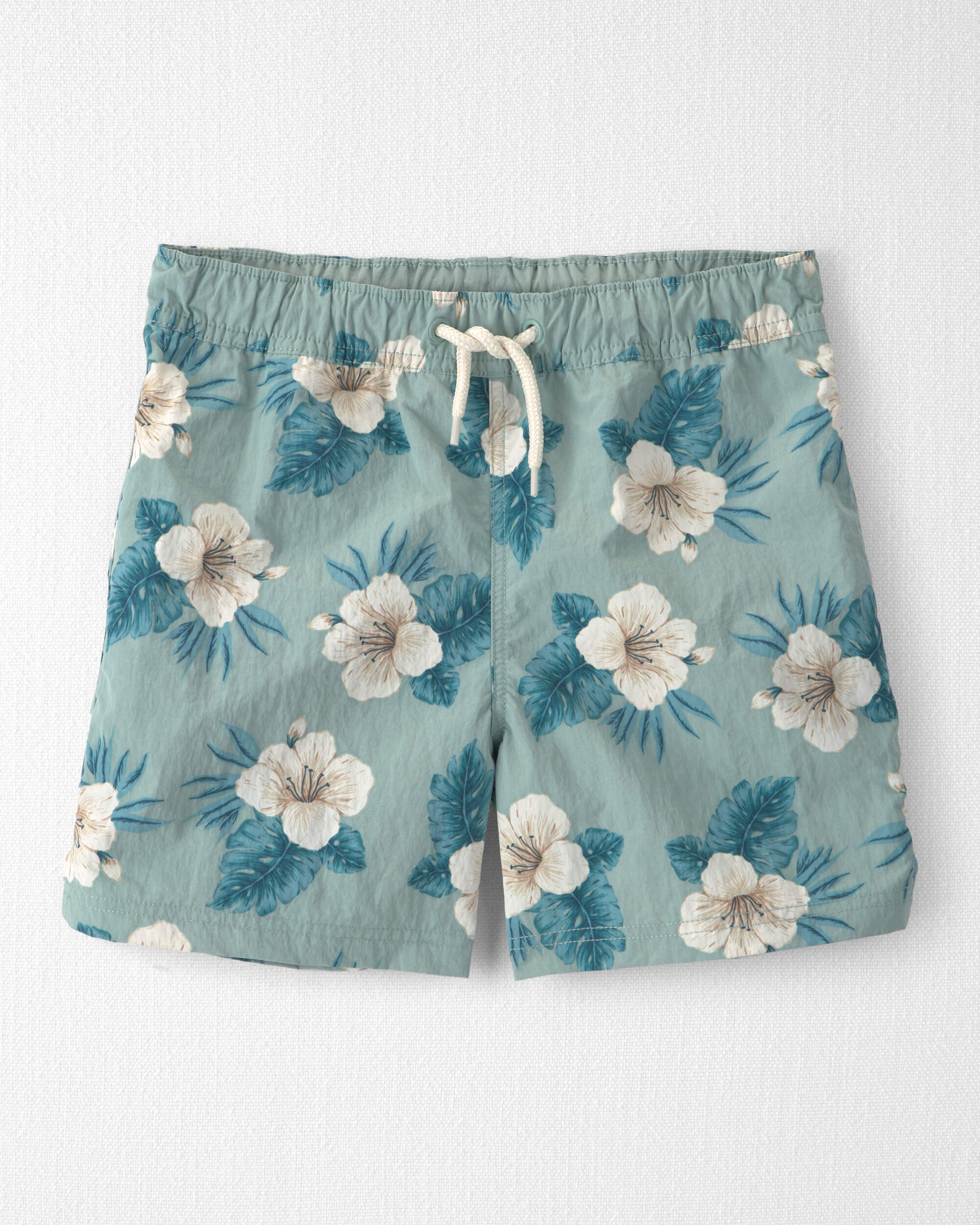 Boys Recycled Swim Trunks Blue Hibiscus