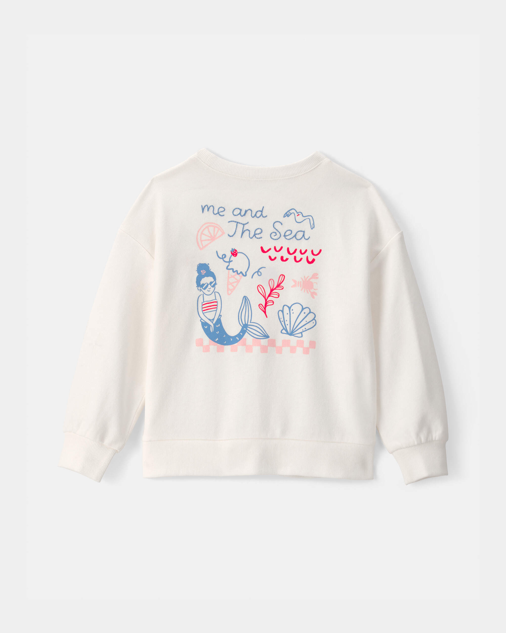 Toddler Girl Mermaid French Terry Pullover Sweatshirt - Ivory