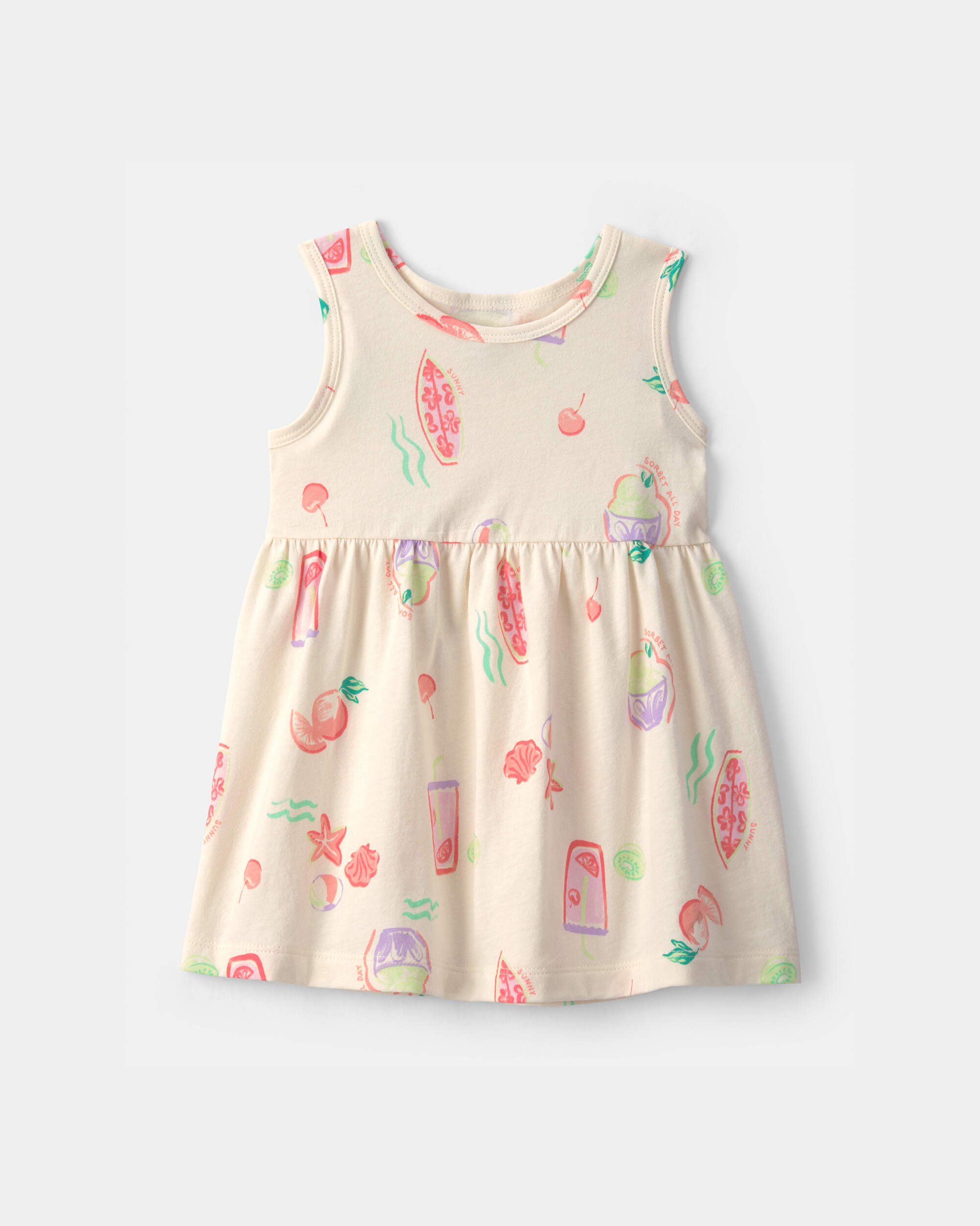 Baby Girl Summer Sleeveless Dress - Cream