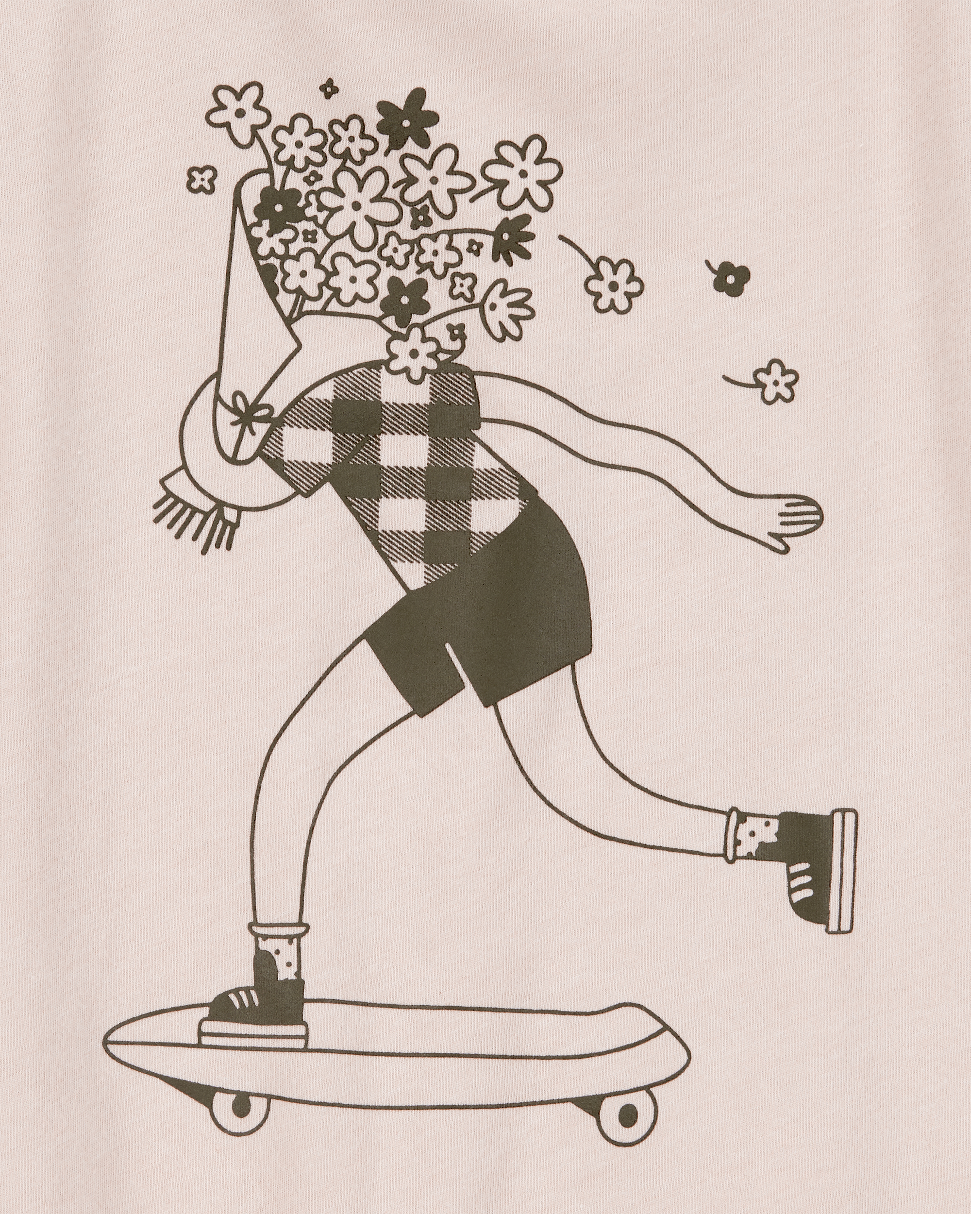 Girls Floral Skater Girl Graphic Tee