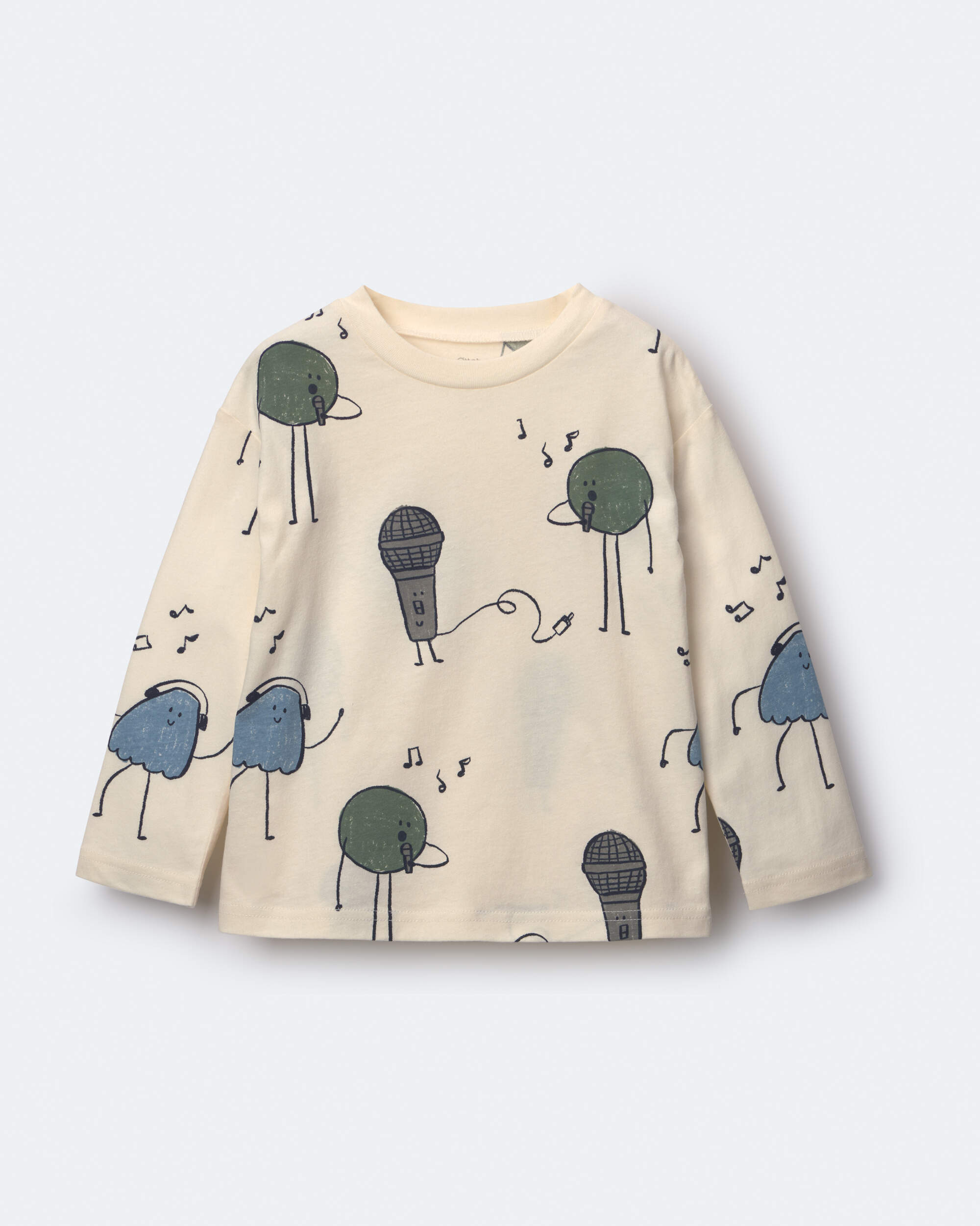 Toddler Long-Sleeve Relaxed Graphic Tee Music Squish - Cream