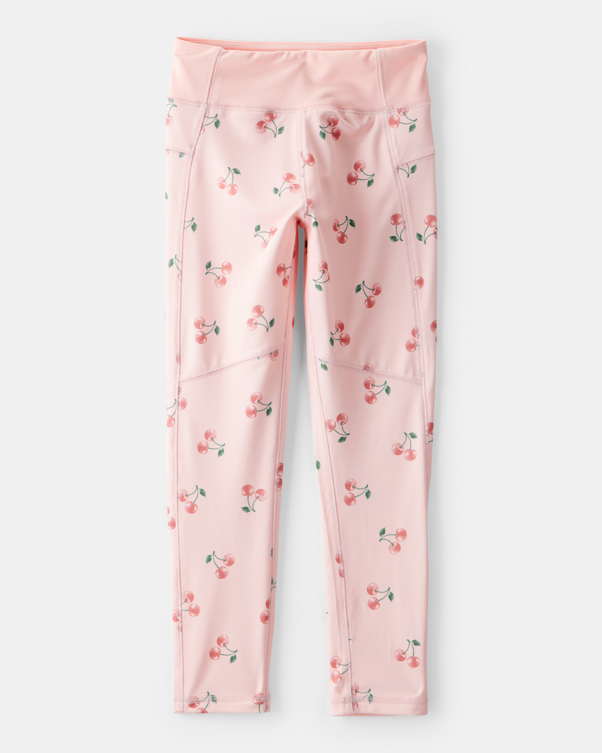 Girls Cherry Print Active Leggings - Pink