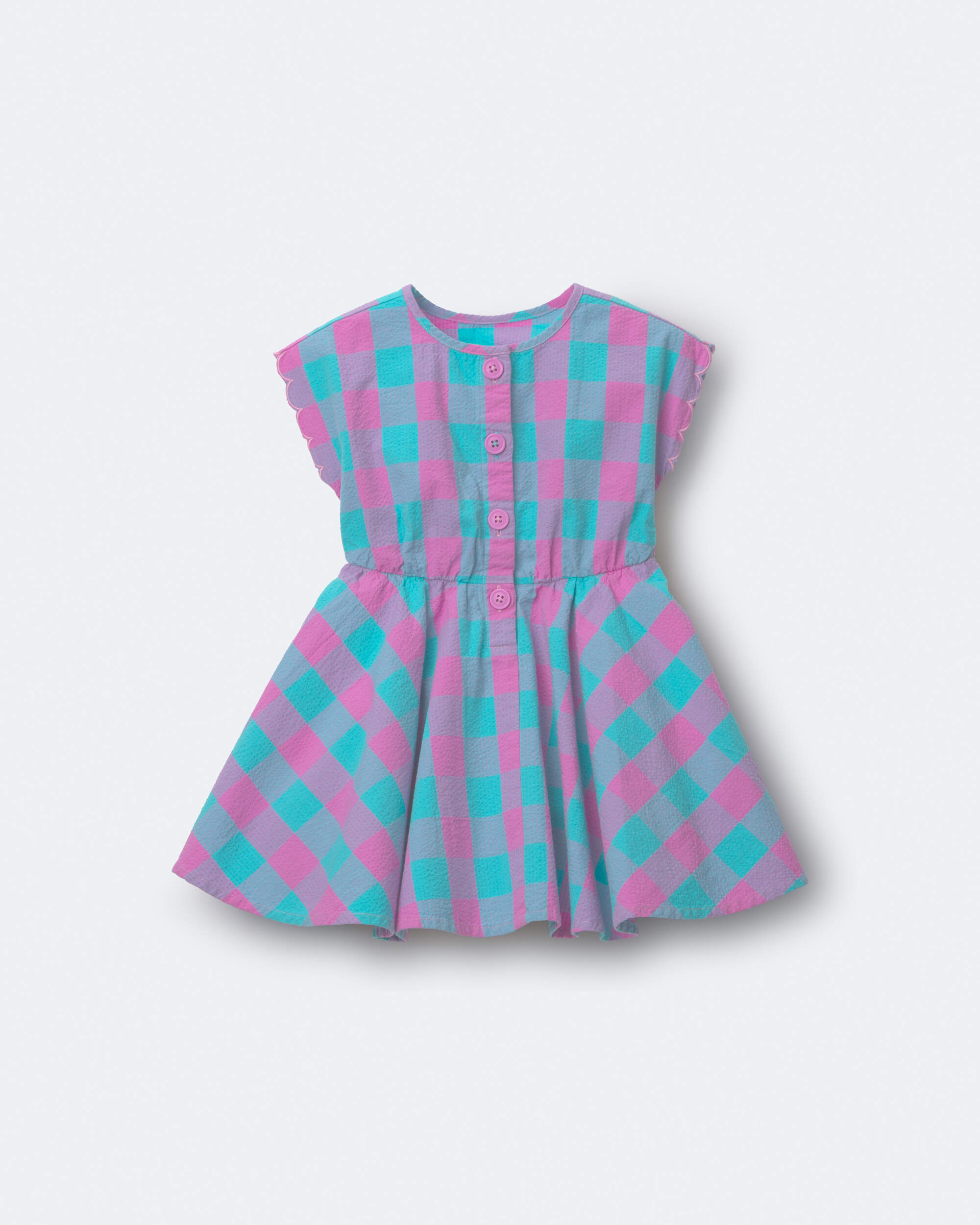 Toddler Girl Avenue Twirl™ Gingham Scalloped Dress - Purple/Blue