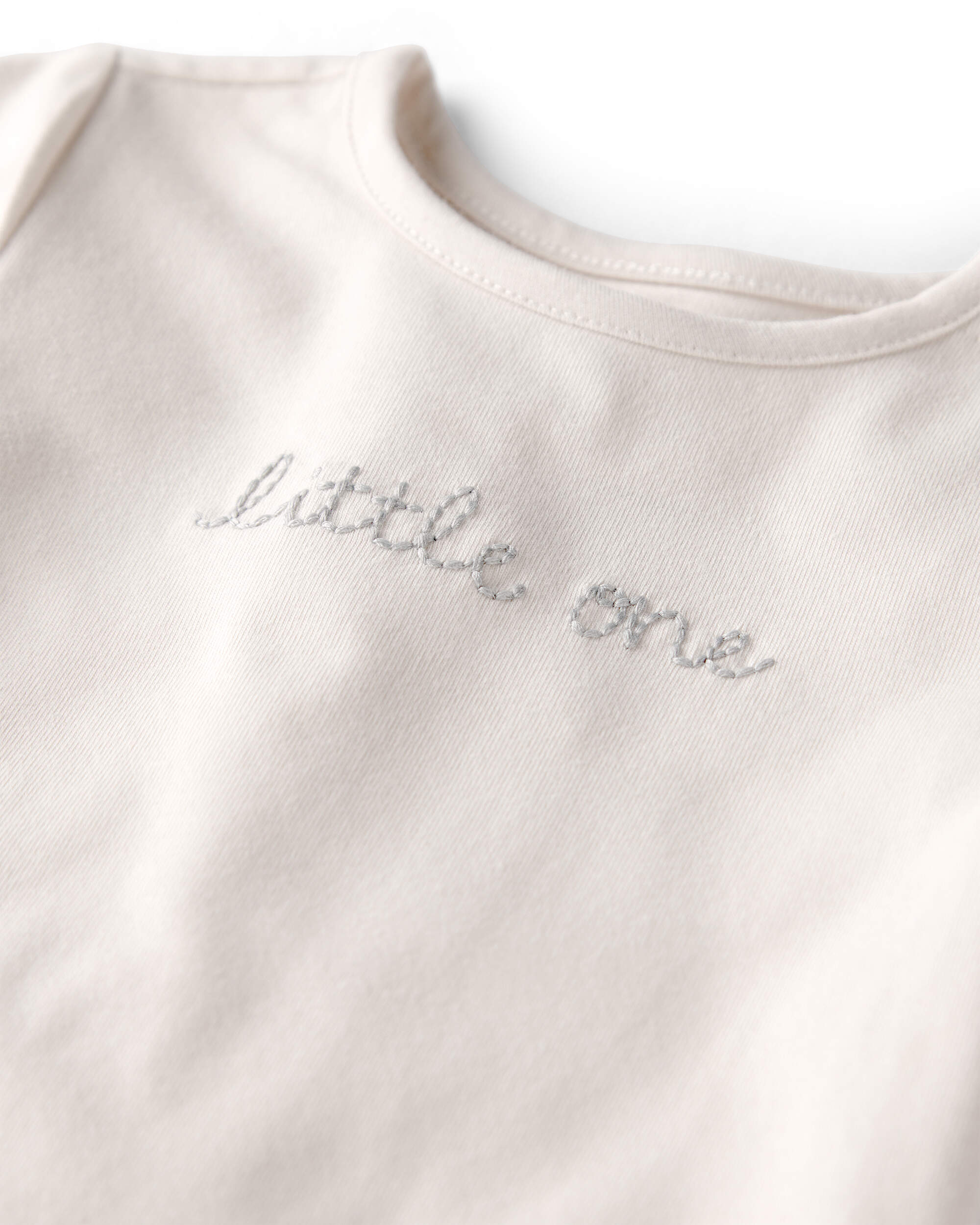 Baby 'Little One' Organic Cotton Embroidered Bodysuit Ivory