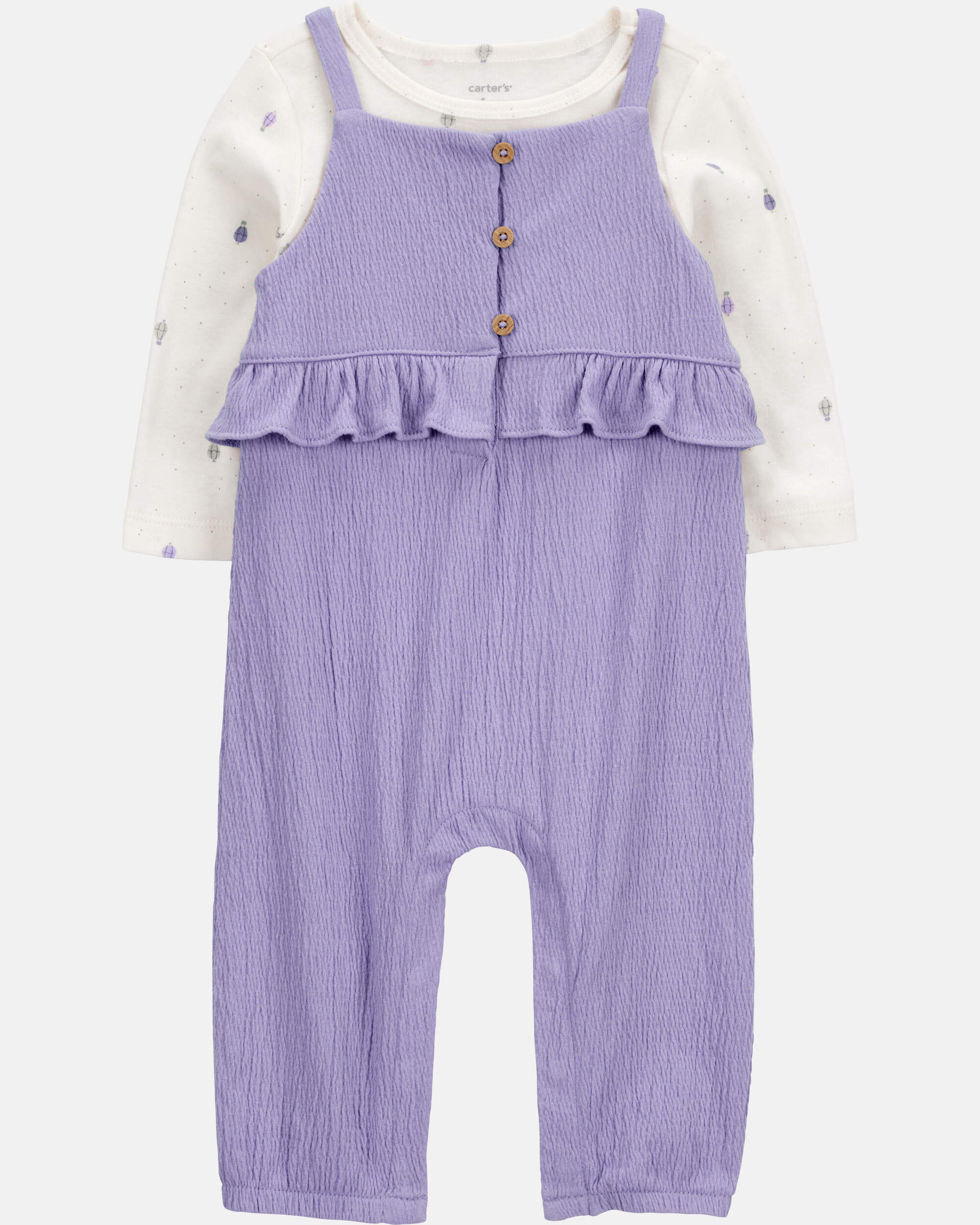 Baby Girl 2-Piece Long-Sleeve Tee & Coverall Set