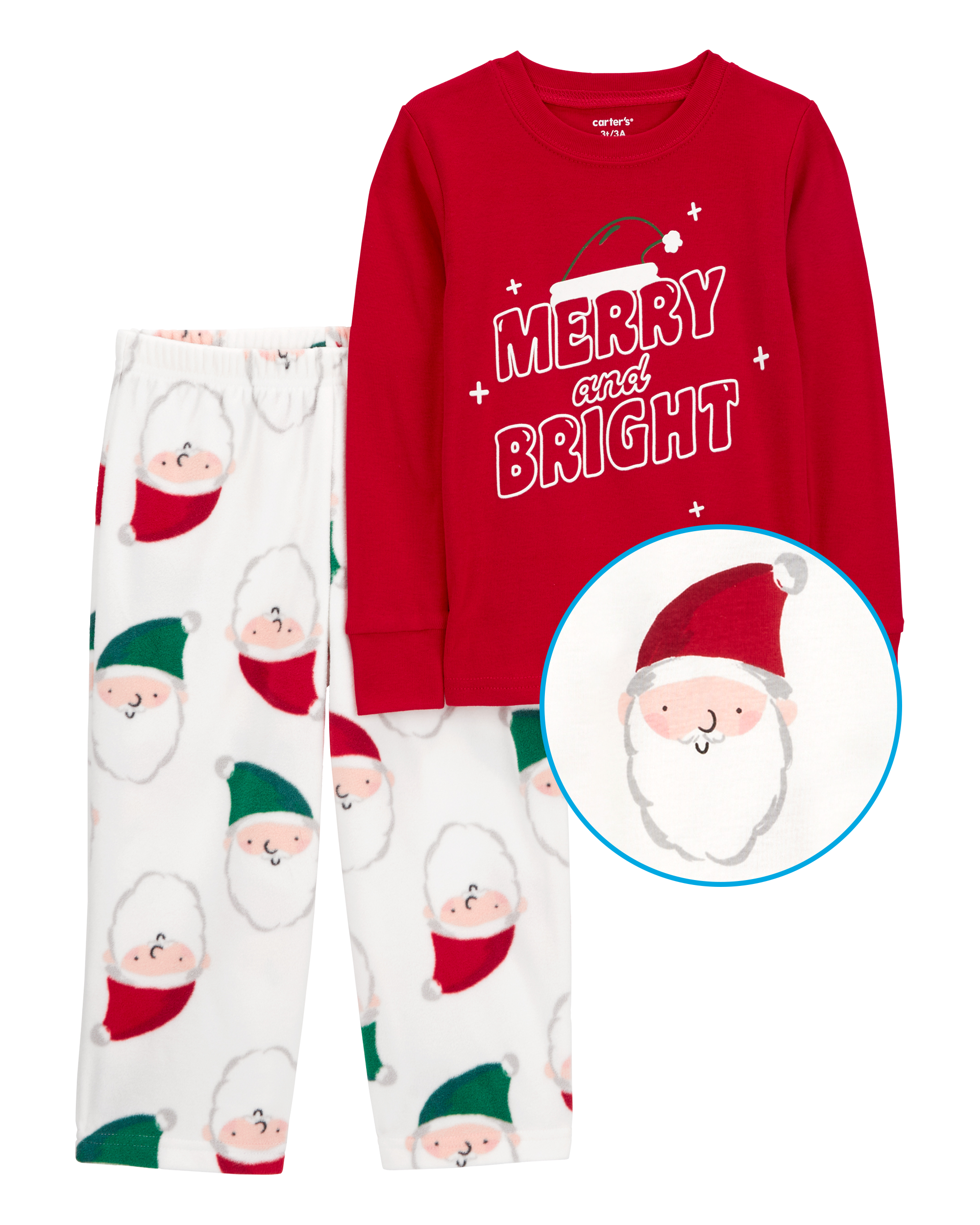 Tan Toddler 2 Piece Santa Cotton Fleece Pyjamas Carter s Oshkosh Canada