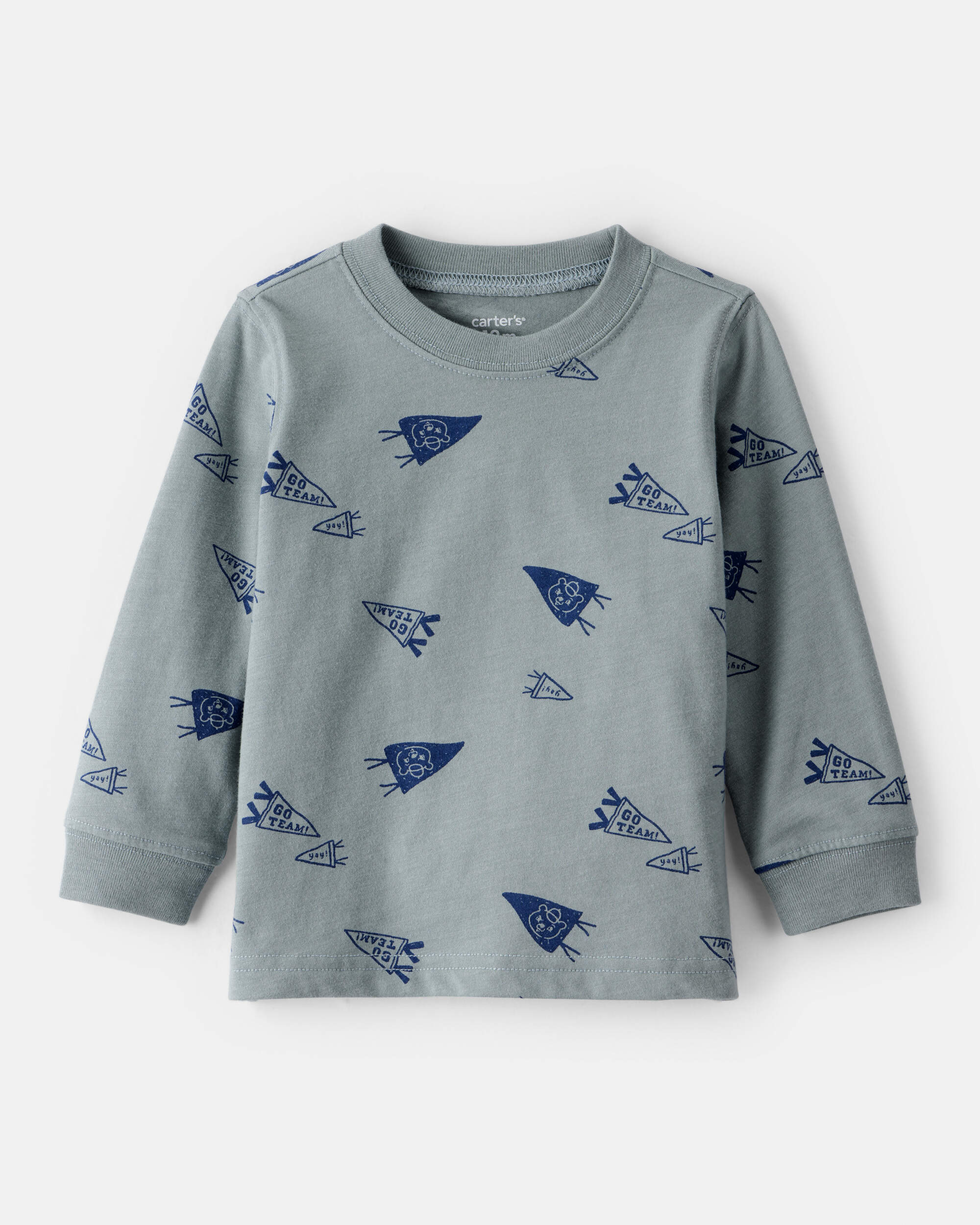Baby Boy Go Team Print Long-Sleeve Tee - Blue