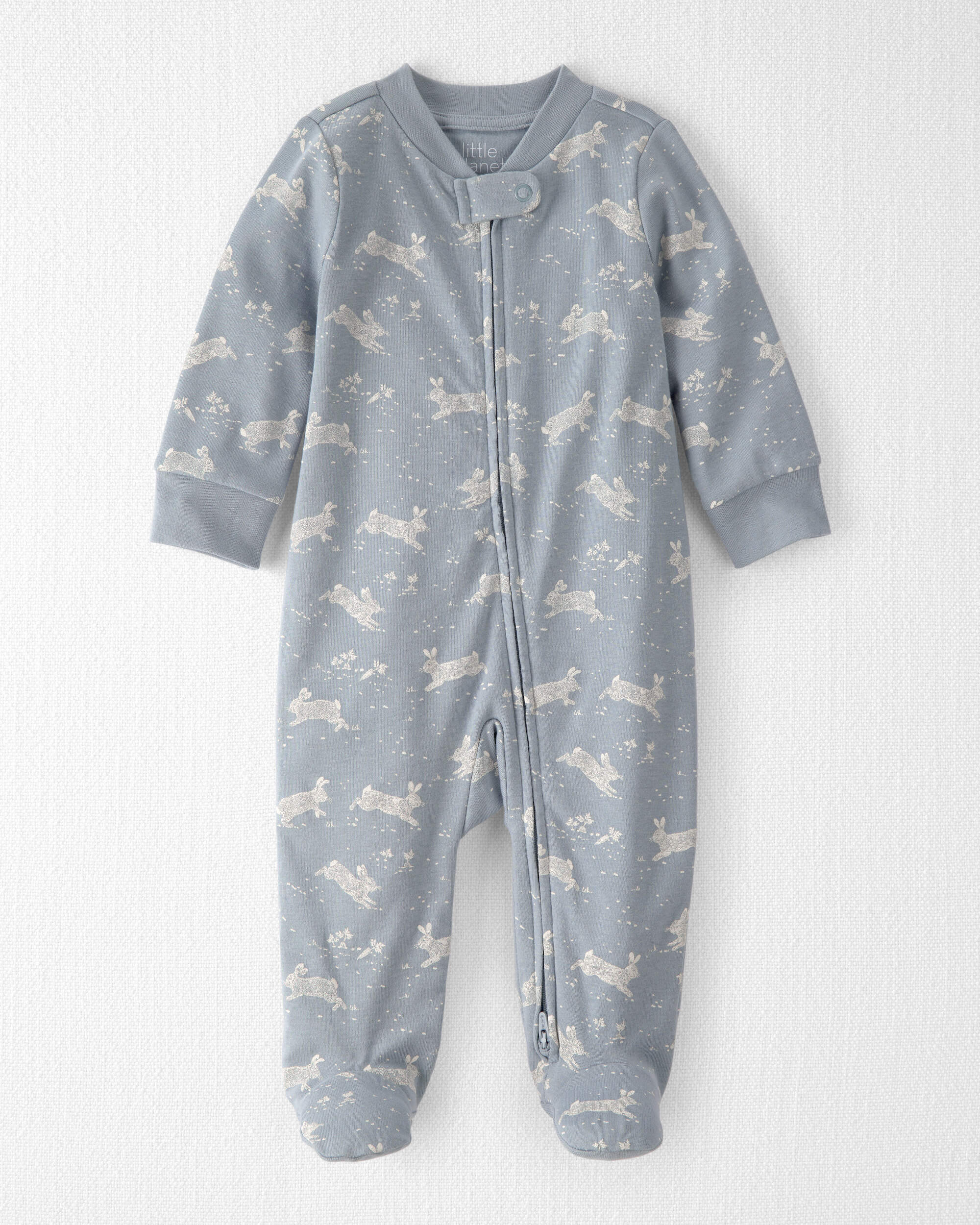 Baby Organic Cotton Sleep & Play Pyjama Blue Bunnies Print