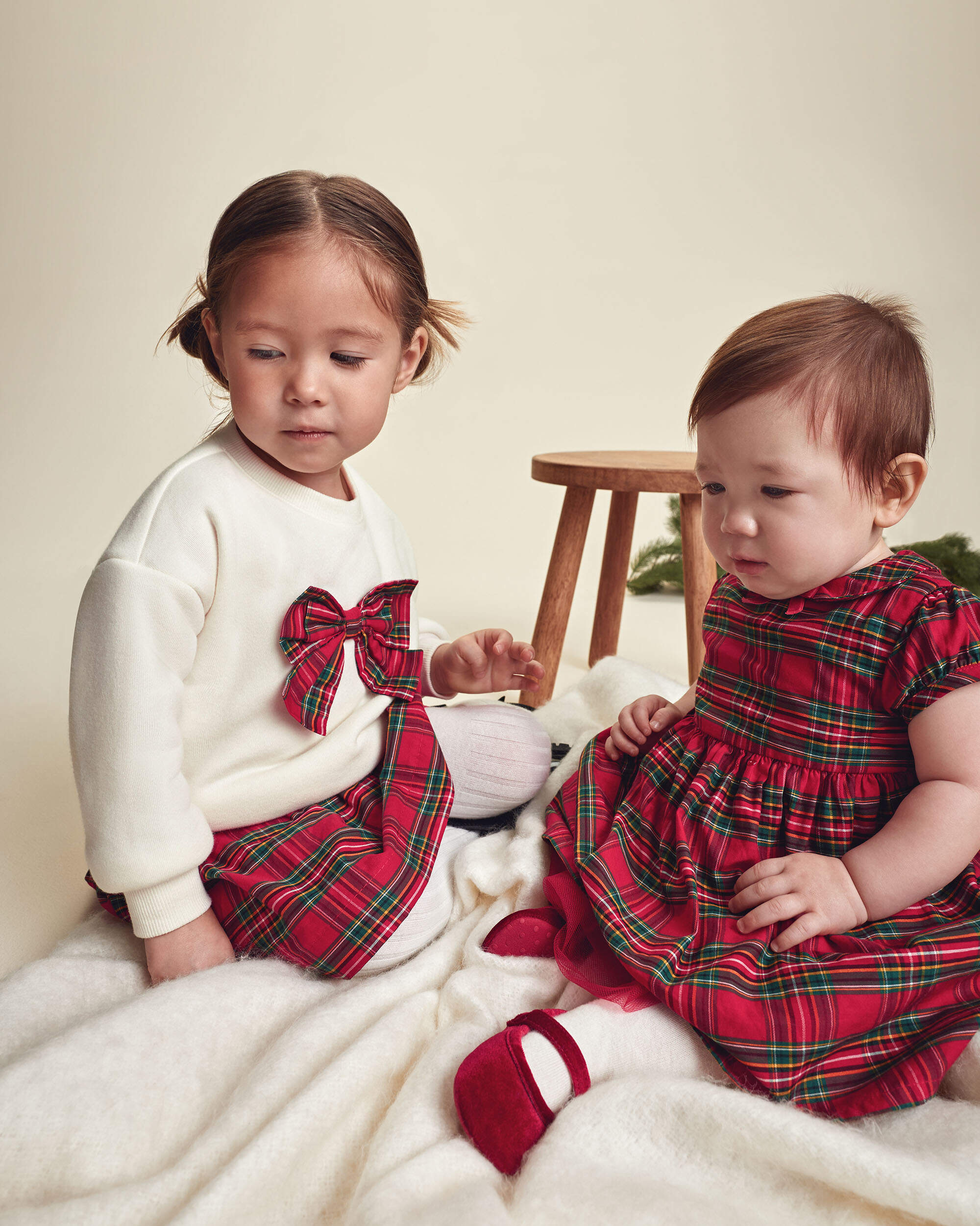 Baby Girl Holiday Plaid Short-Sleeve Dress - Red