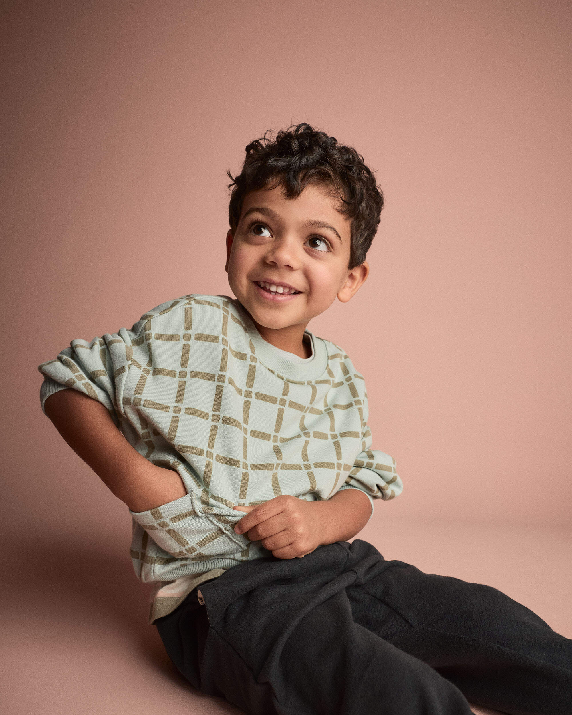 Toddler Otter Sweatshirt™ with Pockets Checkered Print - Light Blue