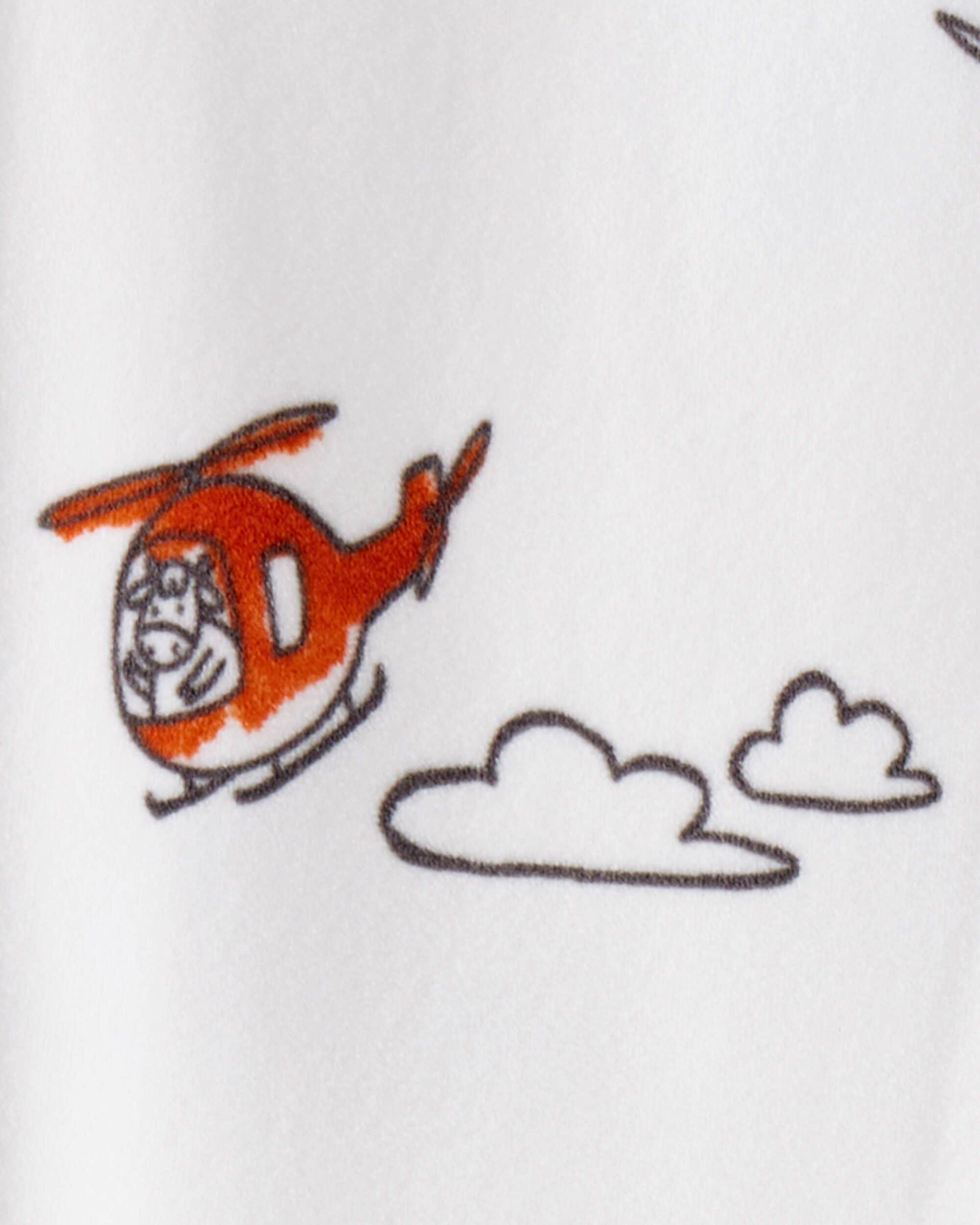 Toddler Boy Helicopter Print DreamPlush Snug Fit Long-Sleeve 2-Way Zip 1-Piece Pyjamas - White