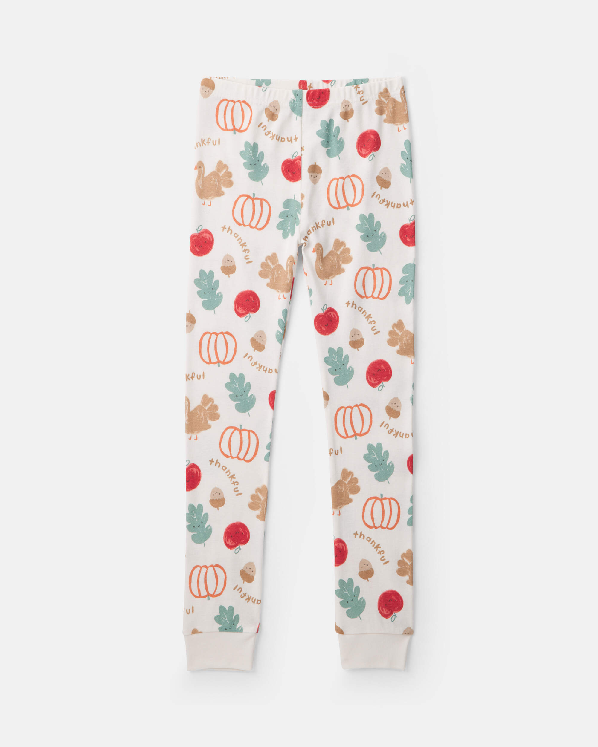 Kids 2-Piece Thanksgiving 100% Cotton Snug Fit Pyjama Set - Cream