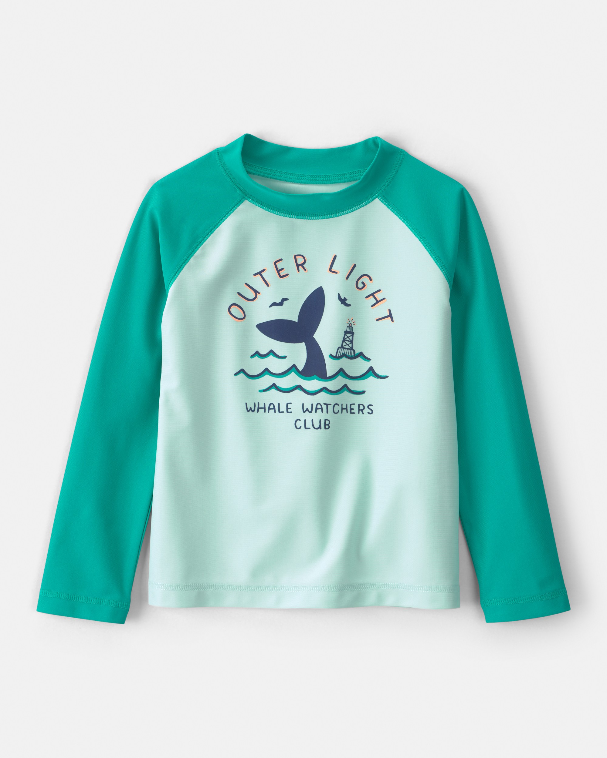 Toddler Boy 2-Piece Whale Long-Sleeve Rashguard & Swim Trunks Set - Green
