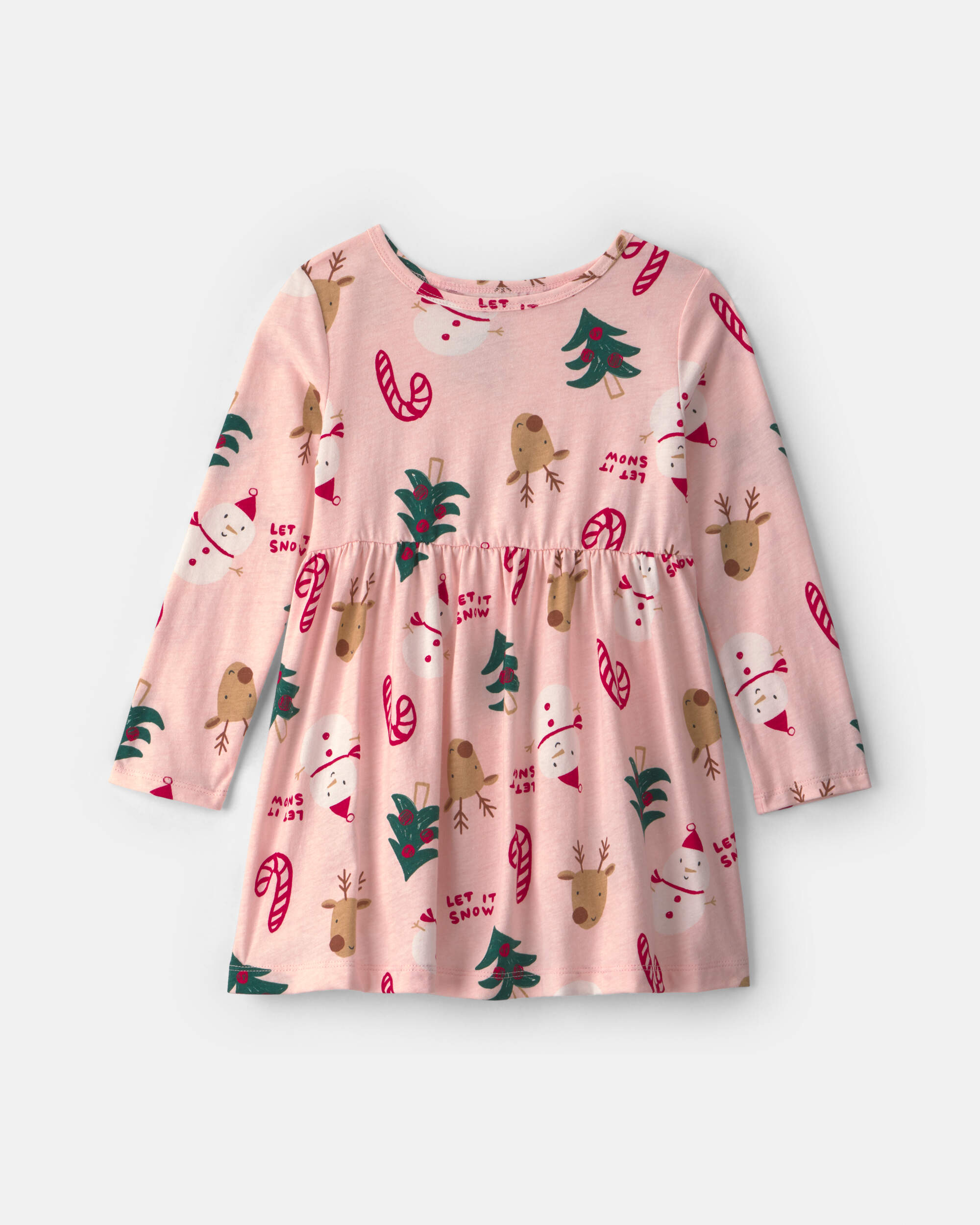 Toddler Girl Christmas Long-Sleeve Dress - Pink