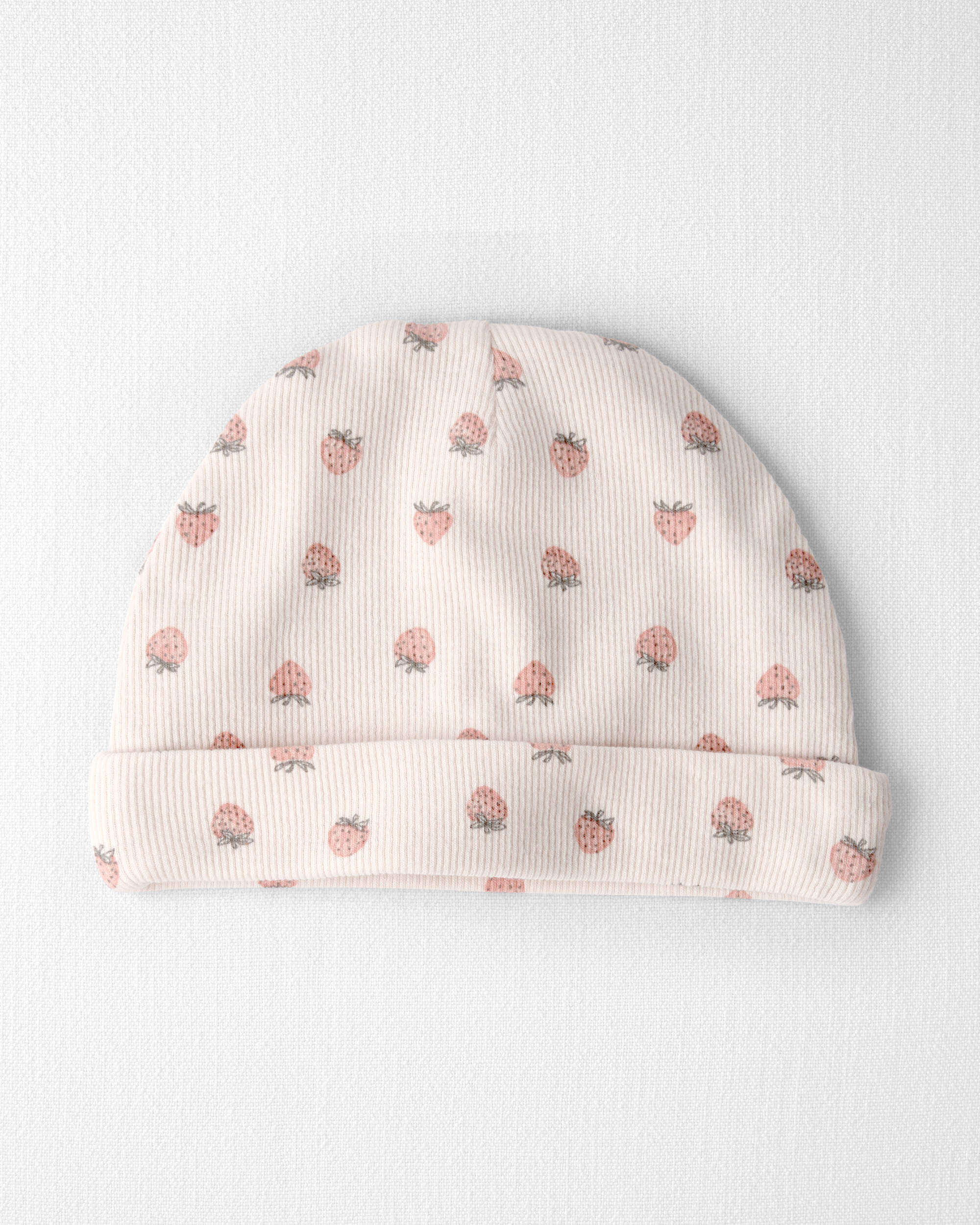 Baby Girl Organic Cotton Rib Cap Strawberry Print