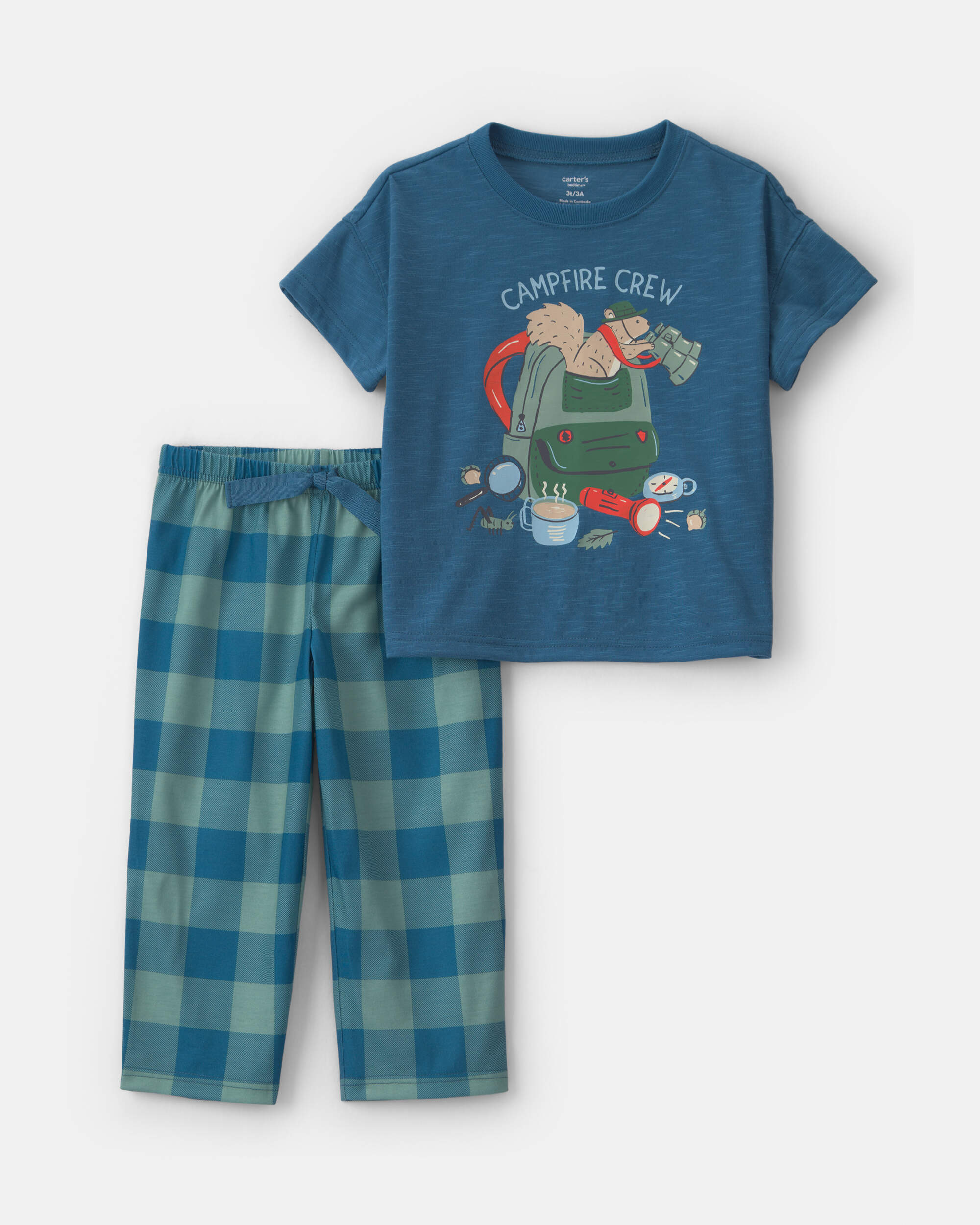 Toddler Boy Camp Short-Sleeve 2-Piece Pyjama Set - Navy Blue