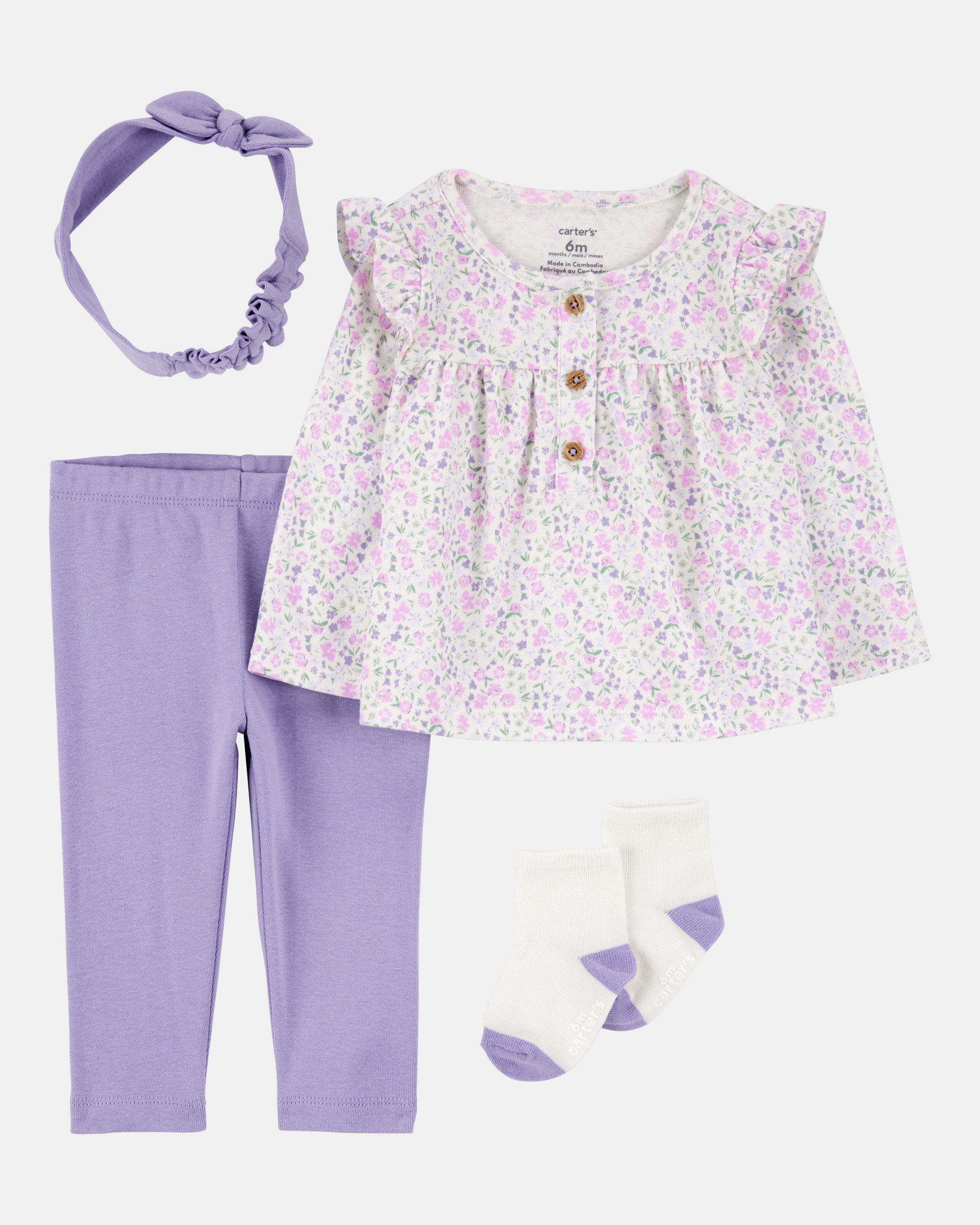 Baby Girl 4-Piece Floral Outfit Set