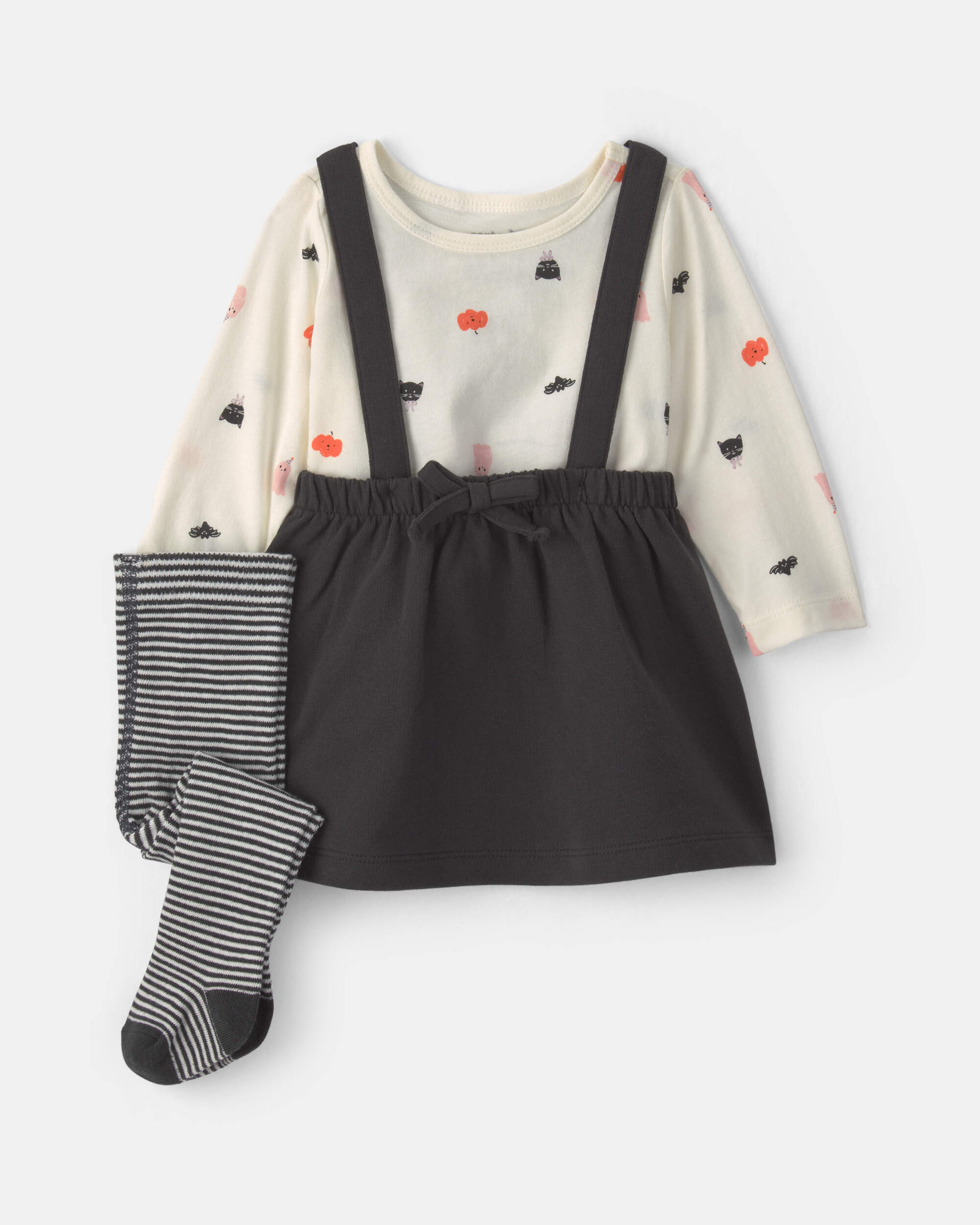 Baby Girl 3-Piece Halloween Long-Sleeve Dress Set - Black