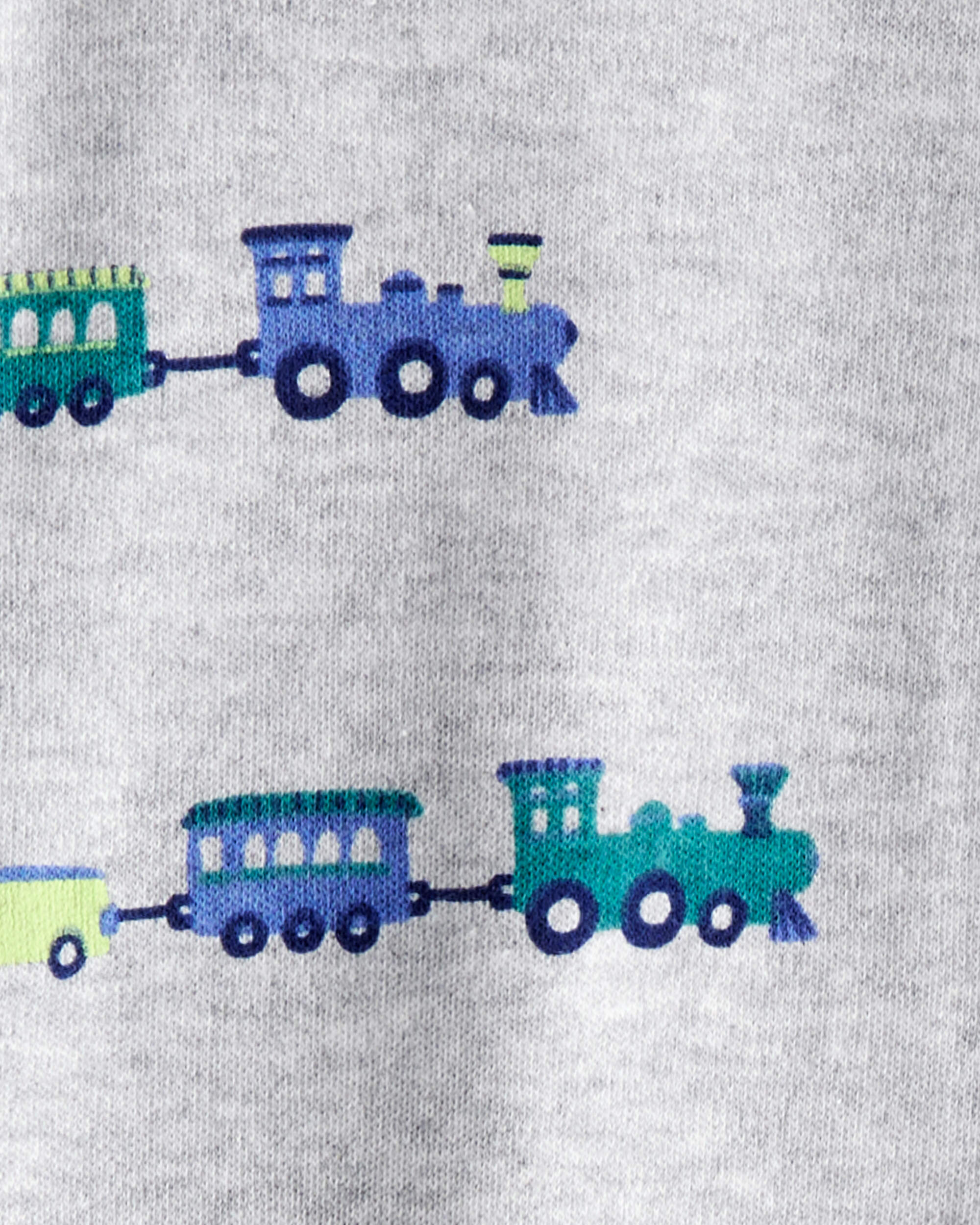 Baby Boy Train Cotton Long-Sleeve Snug Fit Sleeper - Grey