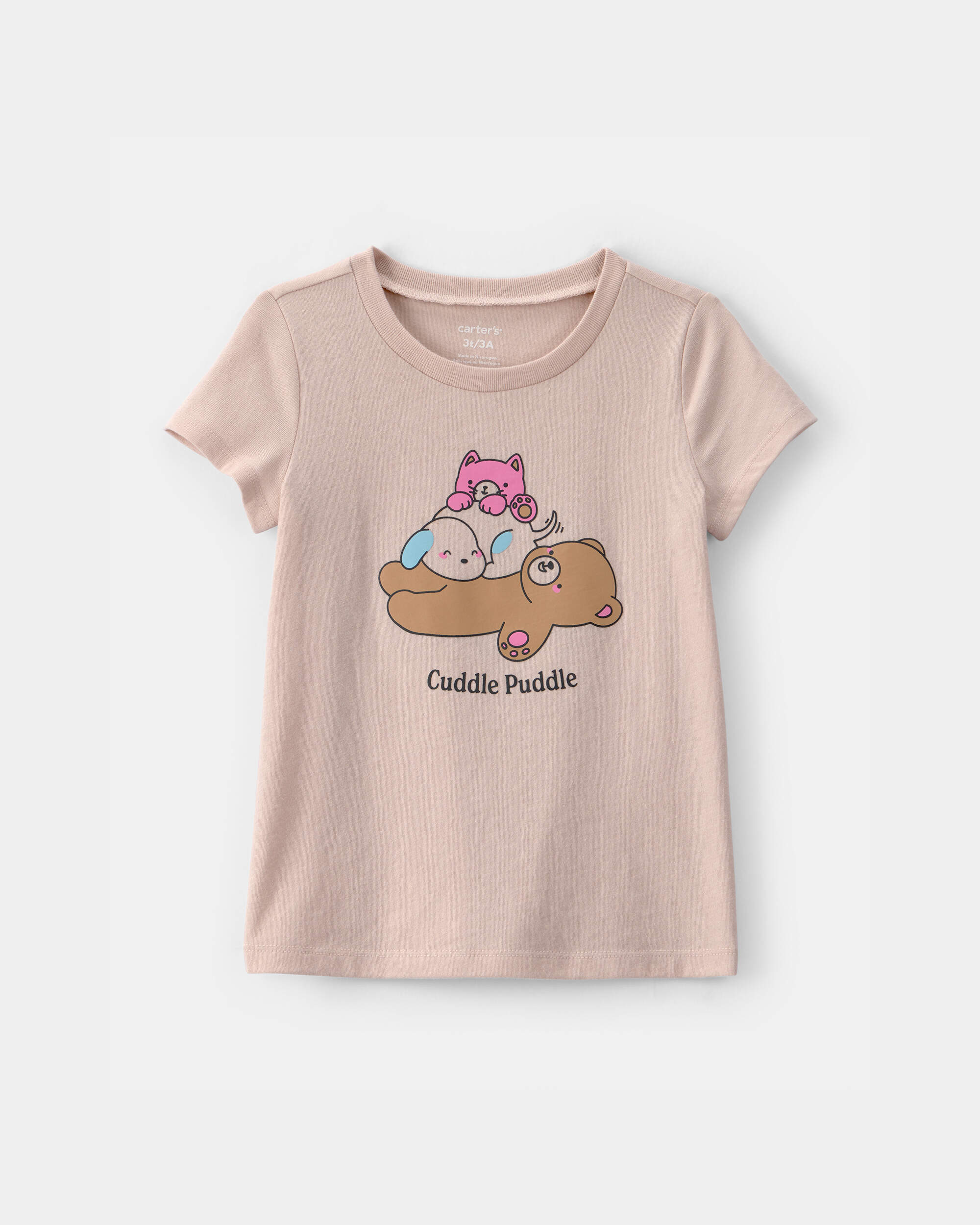 Toddler Girl 'Cuddle Puddle' Bear Graphic Tee - Tan