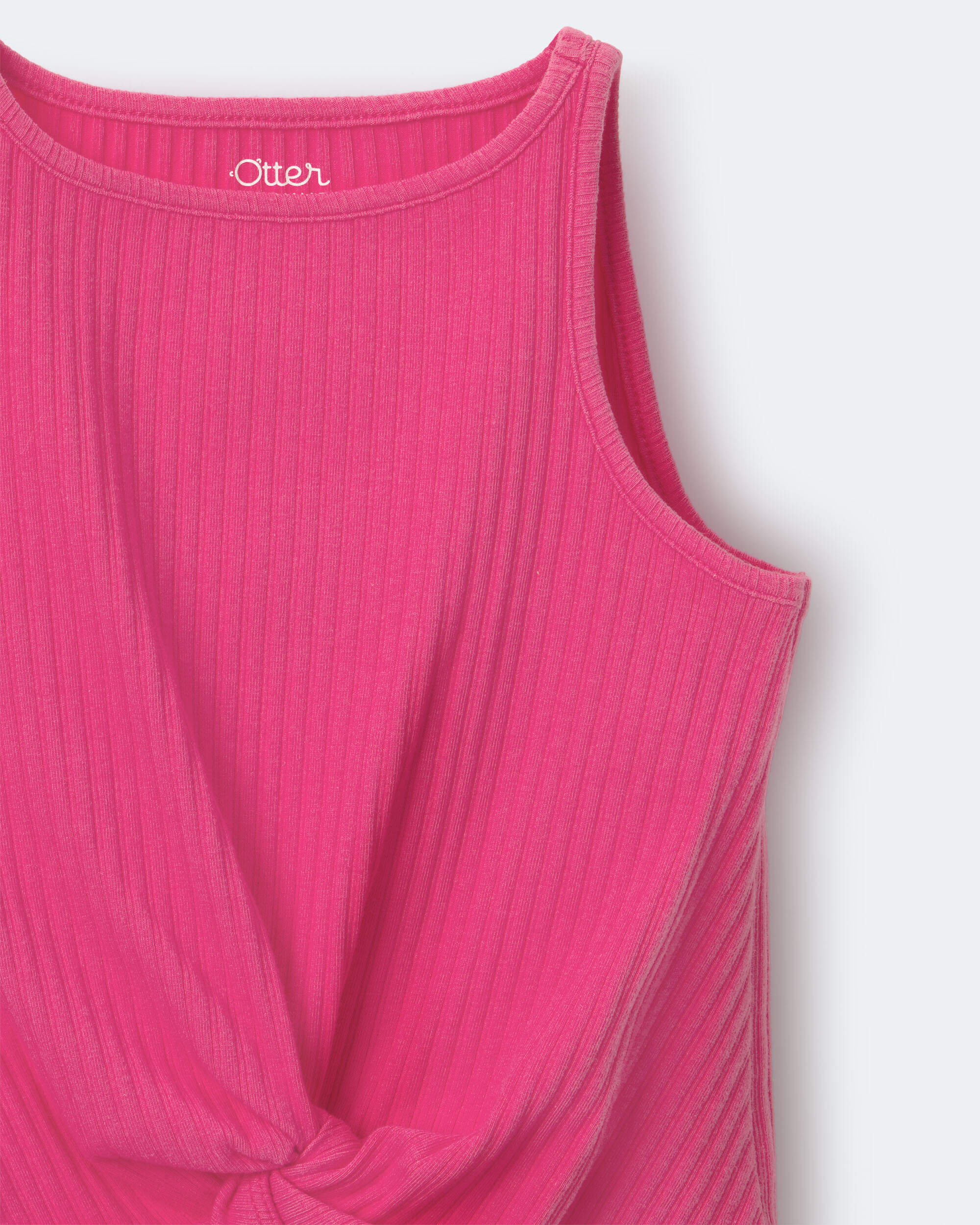 Toddler Girl Tie-Front Ribbed Tank - Hot Pink