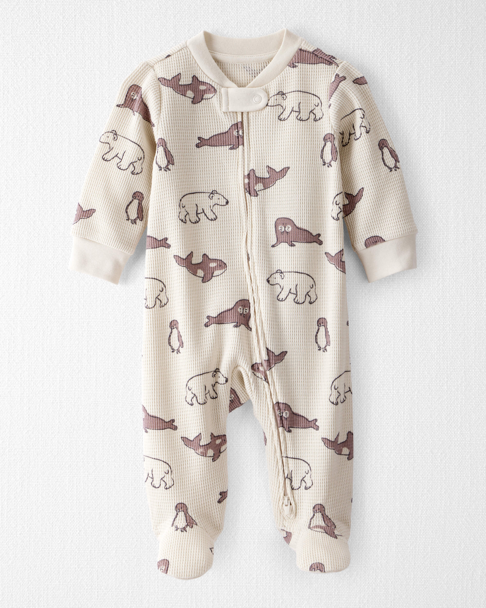 Baby Waffle Knit Sleep & Play Pyjamas Made with Organic Cotton Artic Friends Print
