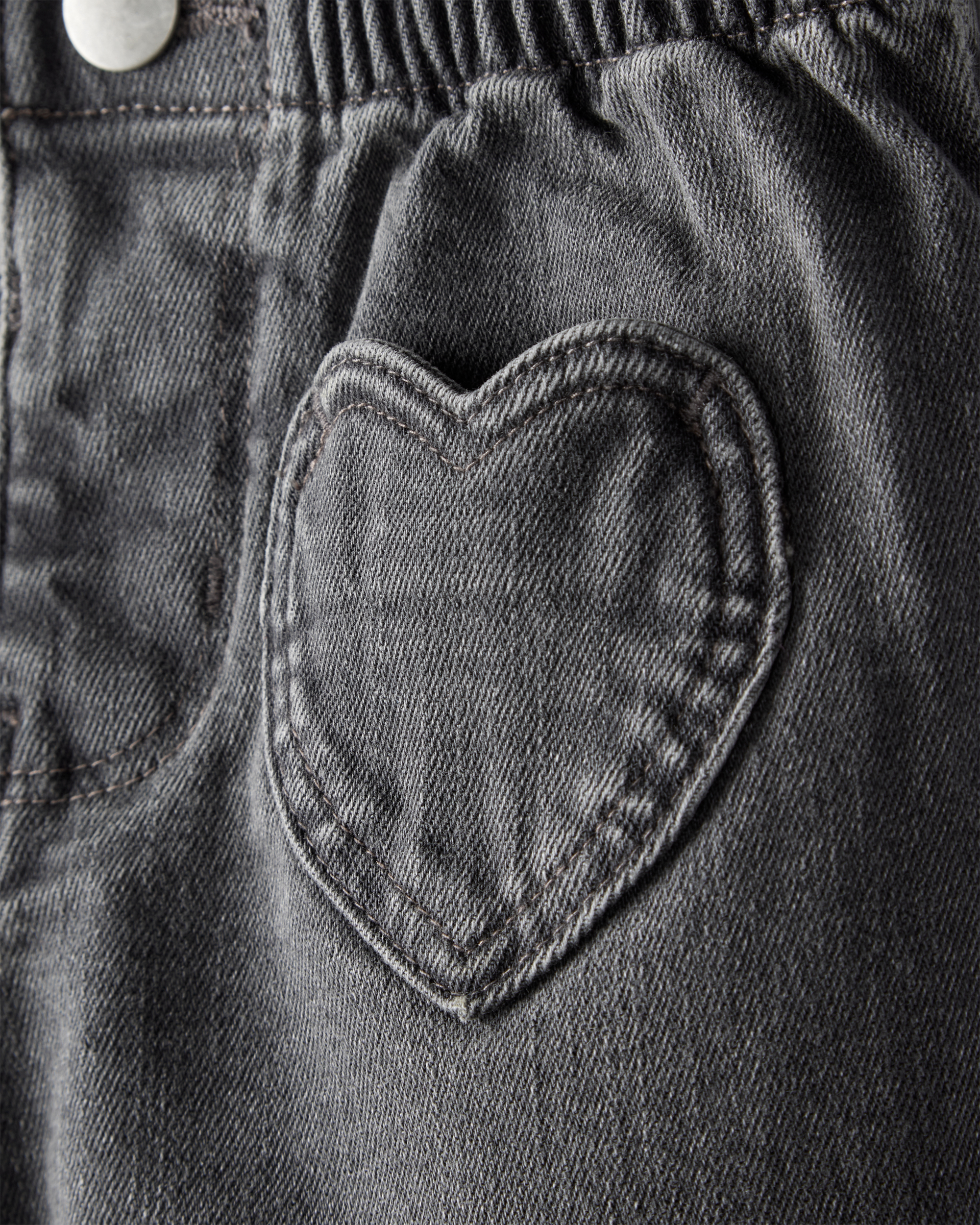 Baby Girl Heart Pocket Barrel Jeans - Black