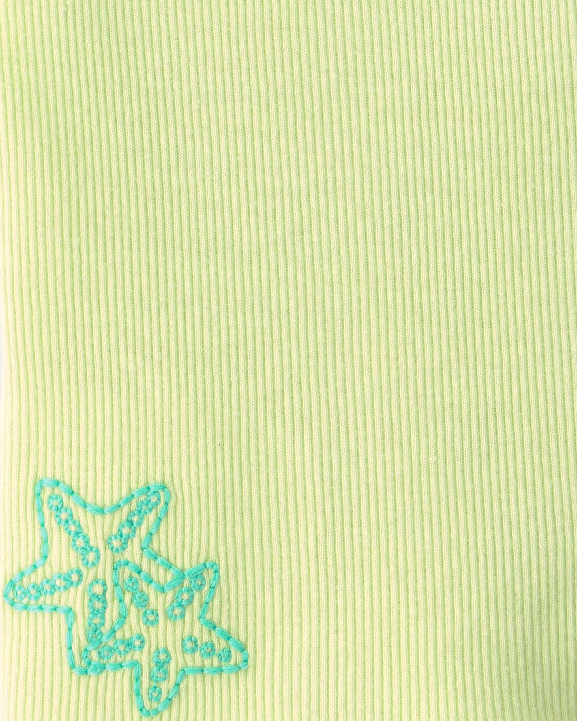Baby Girl Starfish Ribbed Tank Top - Green