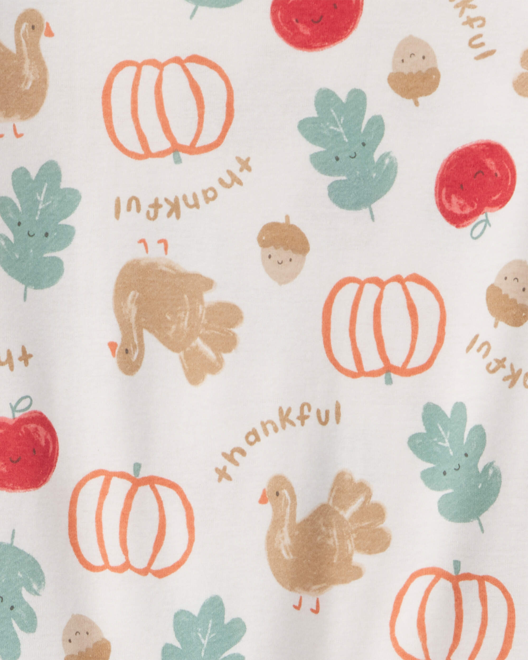 Kids 2-Piece Thanksgiving 100% Cotton Snug Fit Pyjama Set - Cream