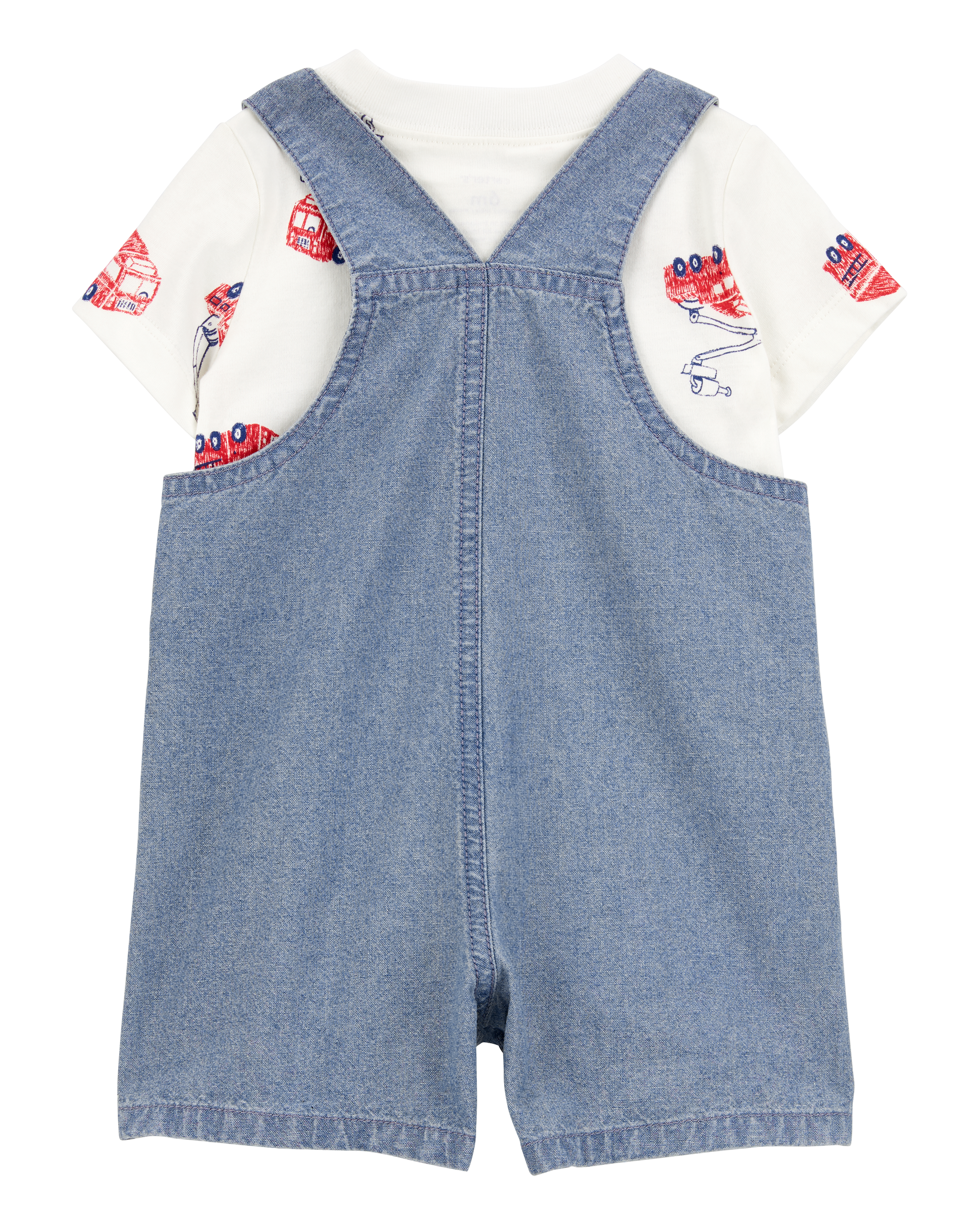 Baby Boy 2-Piece Fire Truck Tee & Shortall Set - Grey