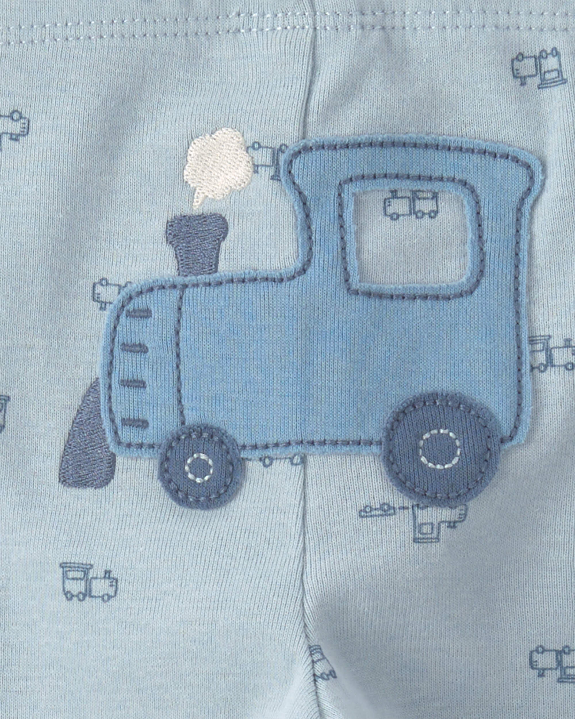 Baby Boy 3-Piece Train Long-Sleeve Bodysuit & Pant Set - Blue/Cream