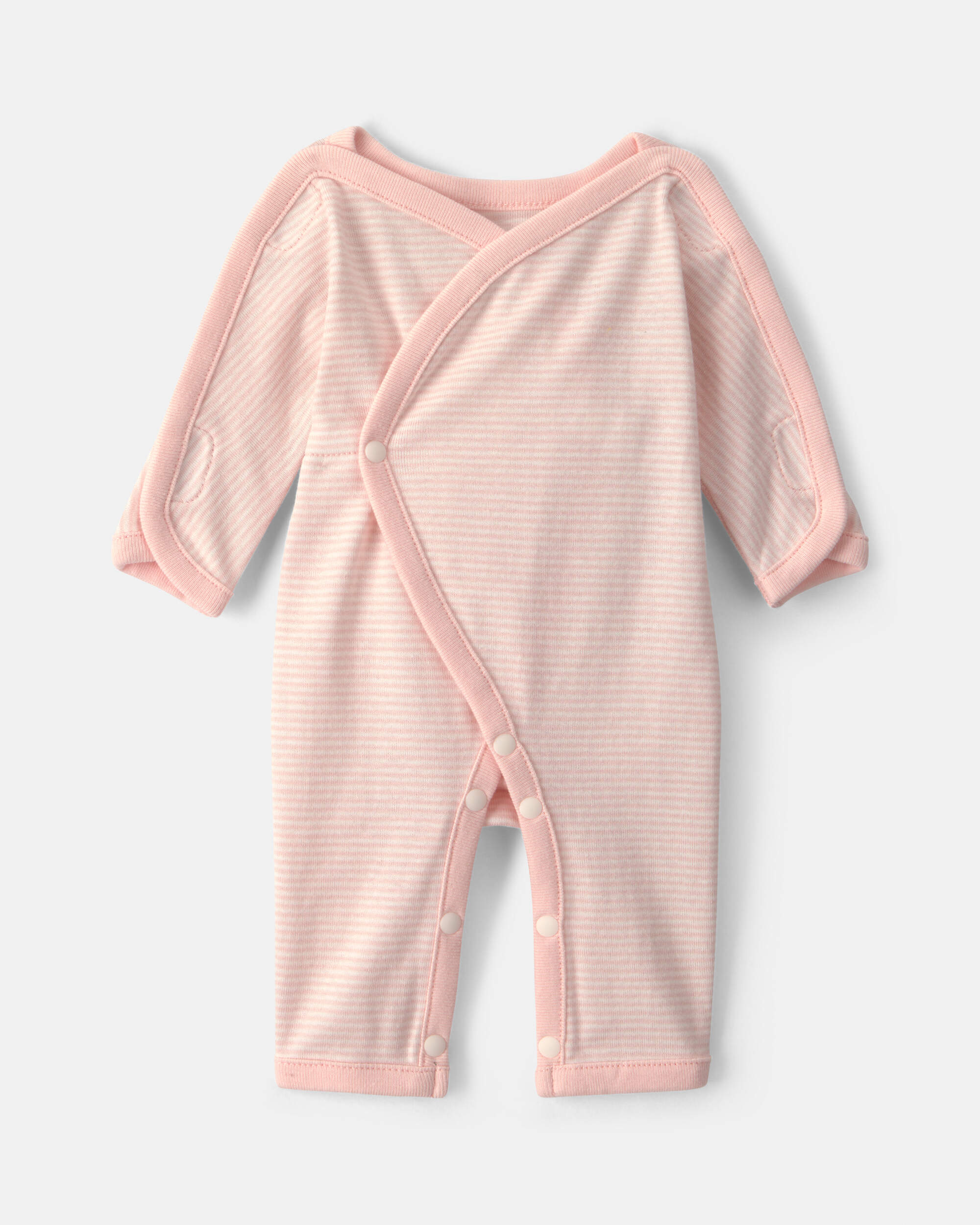 Baby Girl Striped 100% Cotton Sleeper - Pink