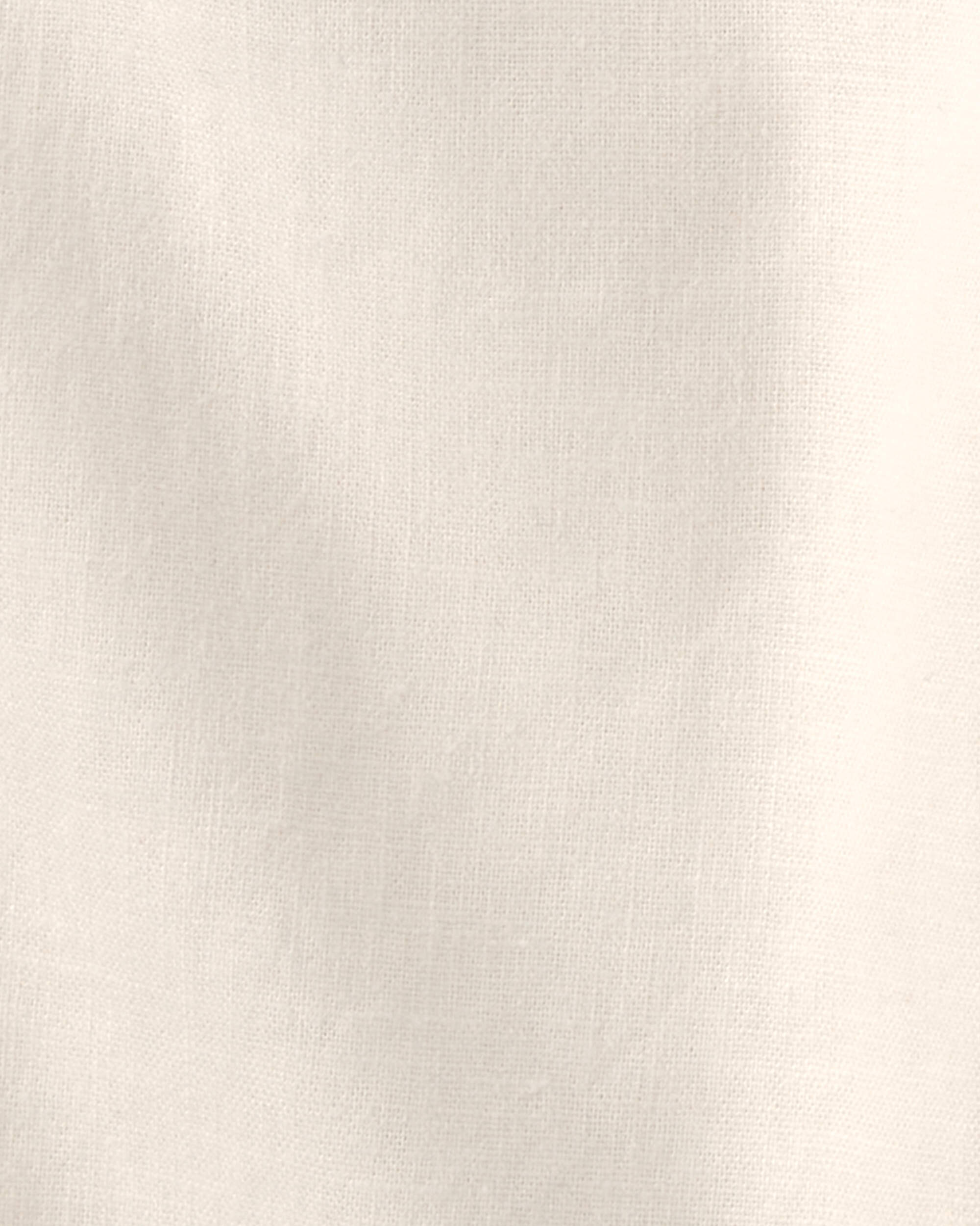 Baby Girl 2-Piece Solid Linen Short-Sleeve Overall Set - White