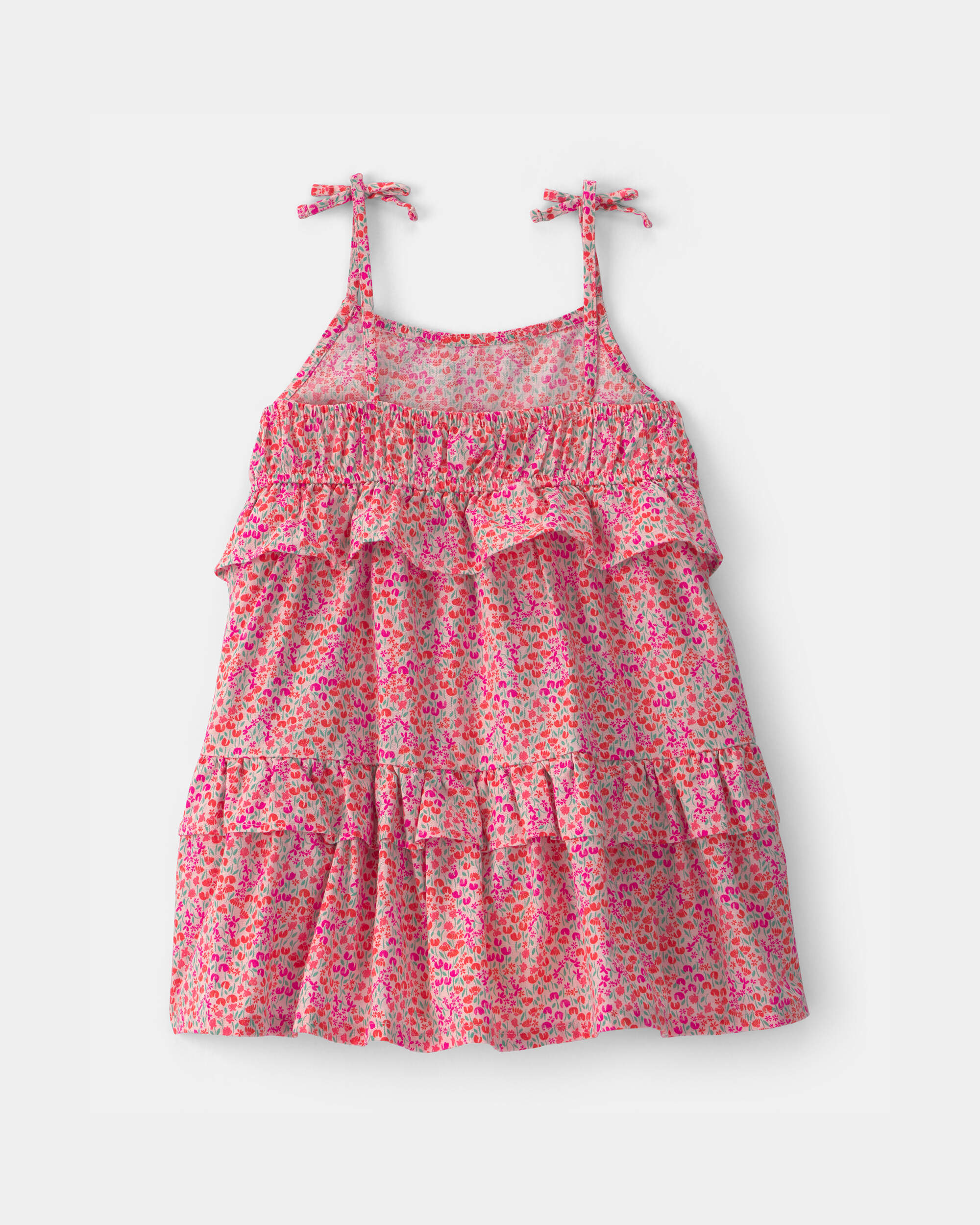 Toddler Girl Floral Ruffle Tiered Dress - Pink