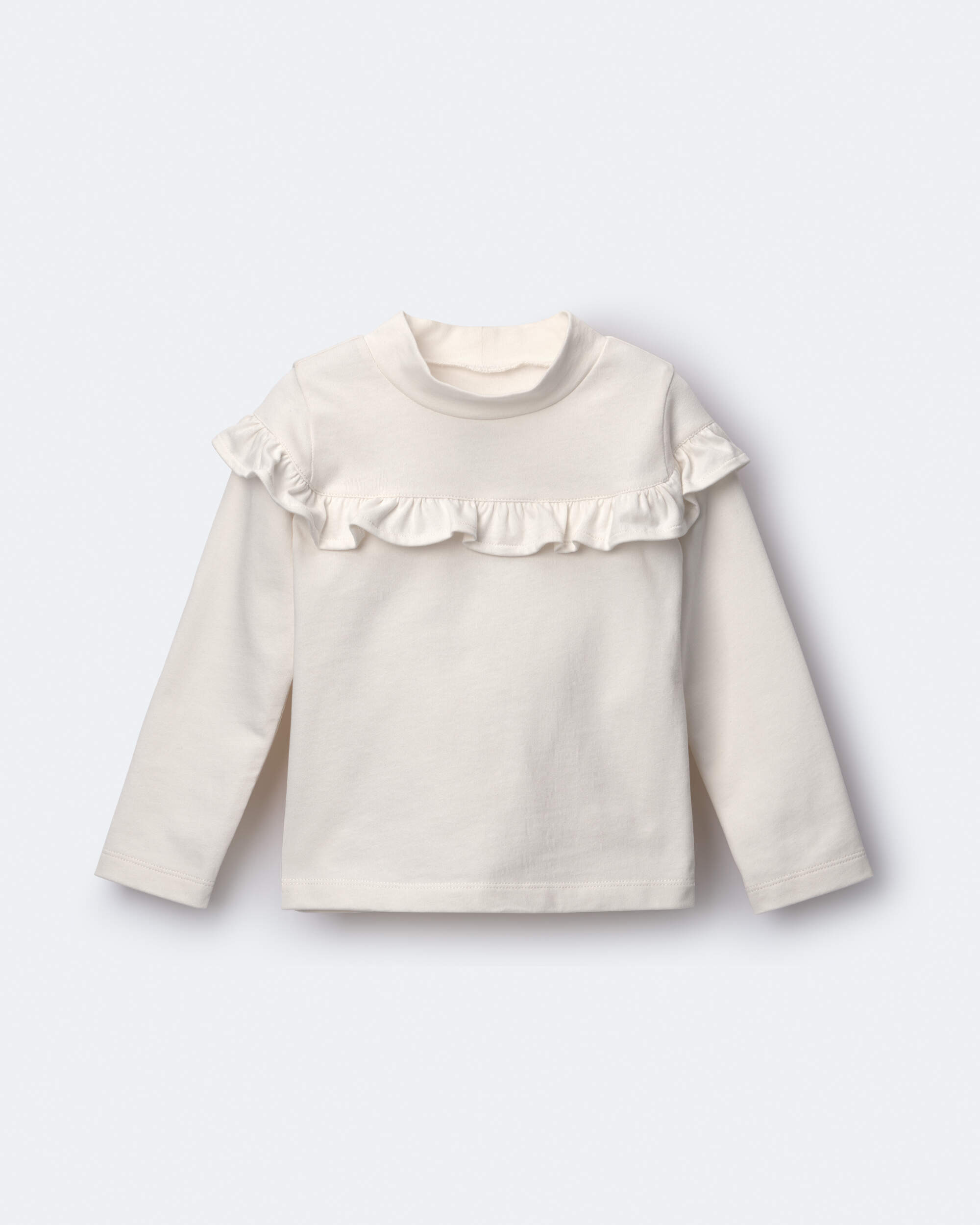 Toddler Girl Mock Neck Ruffle Top - Cream