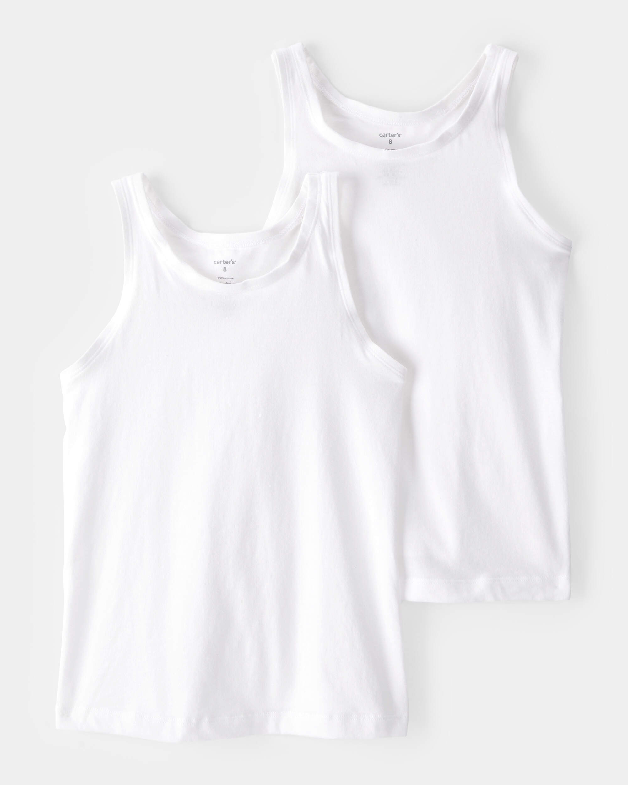 Girls 2-Pack Tank Undershirts - White