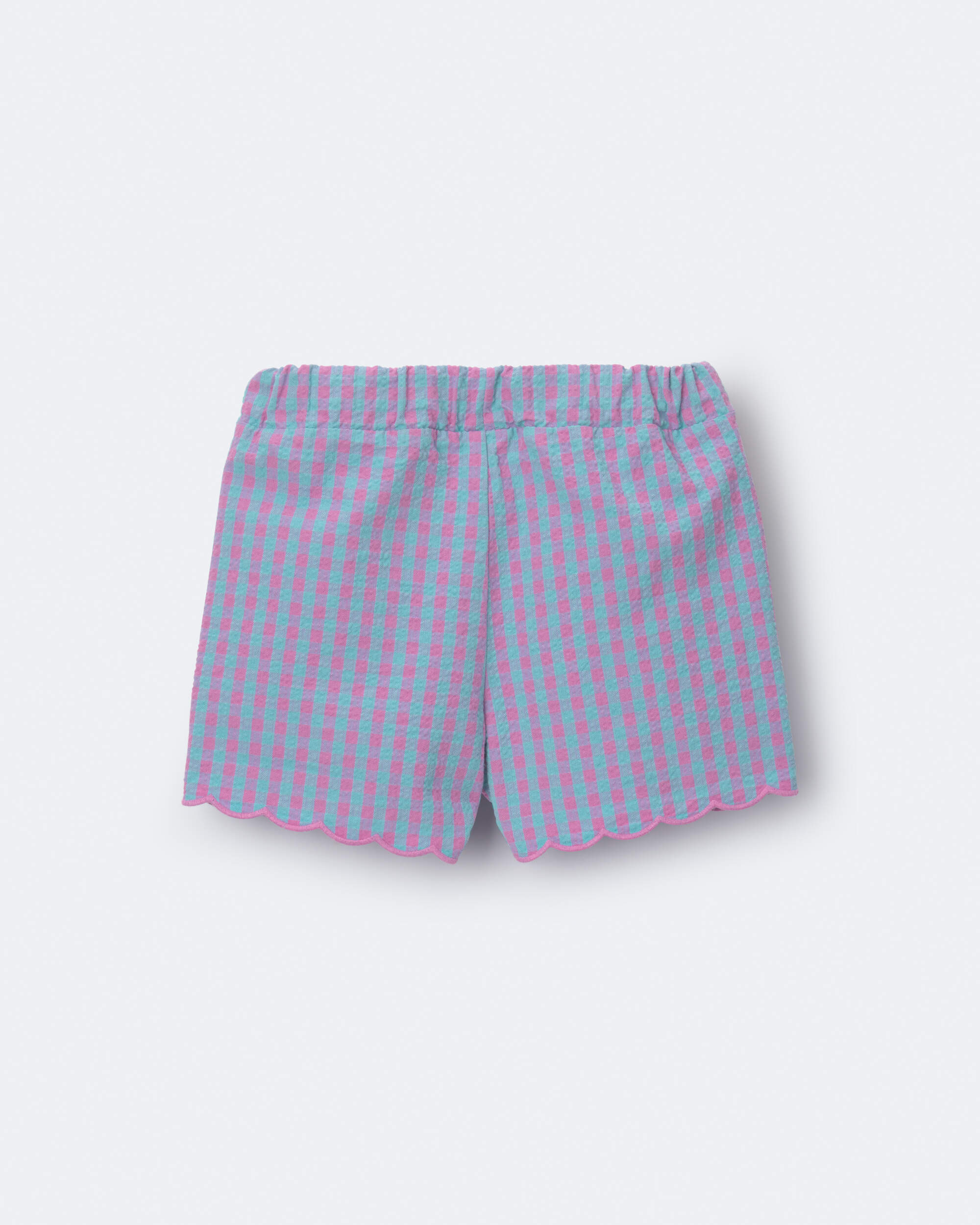 Toddler Girl Scalloped Gingham Short - Blue/Purple