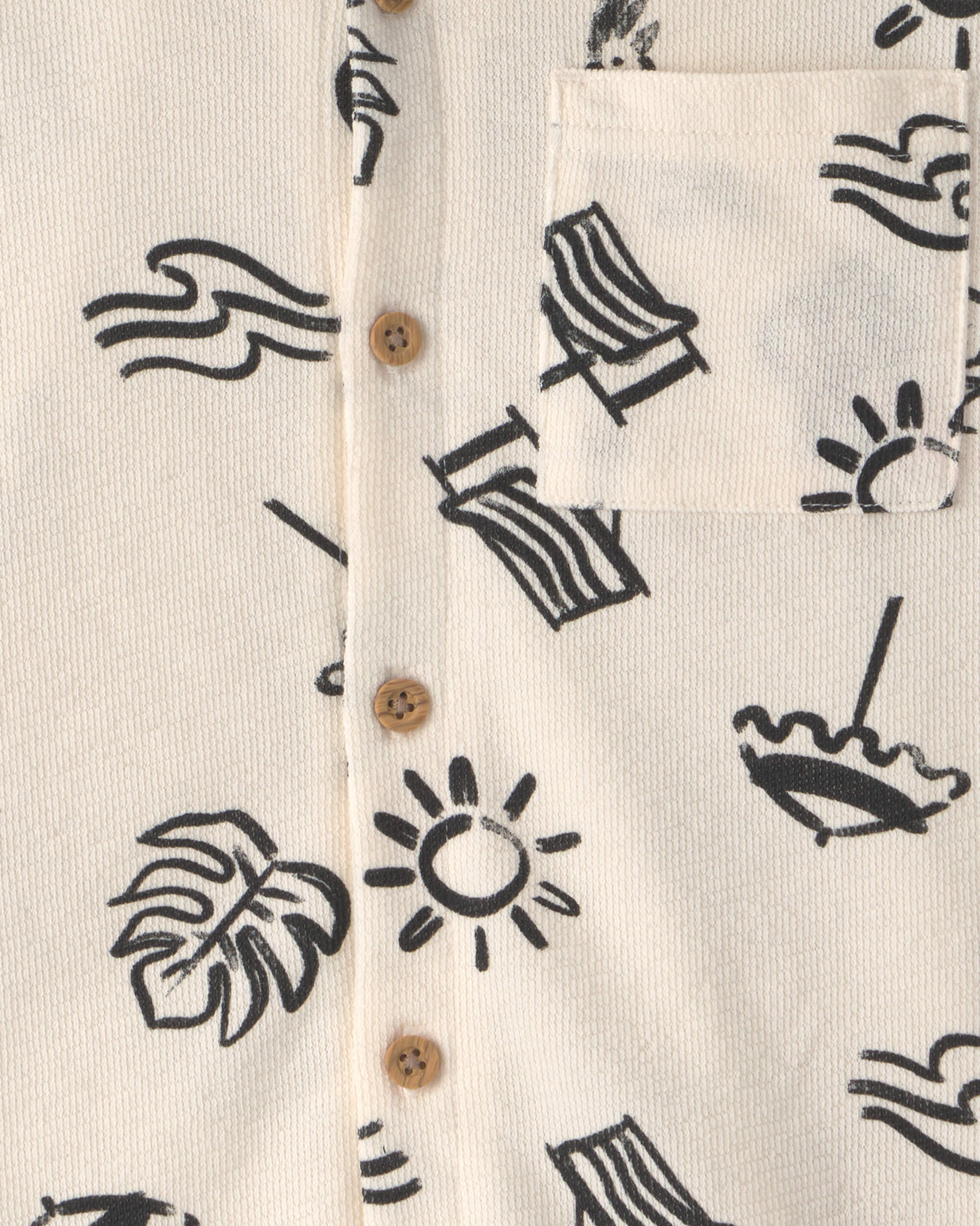 Boys Beach Button-Down Shirt - Cream