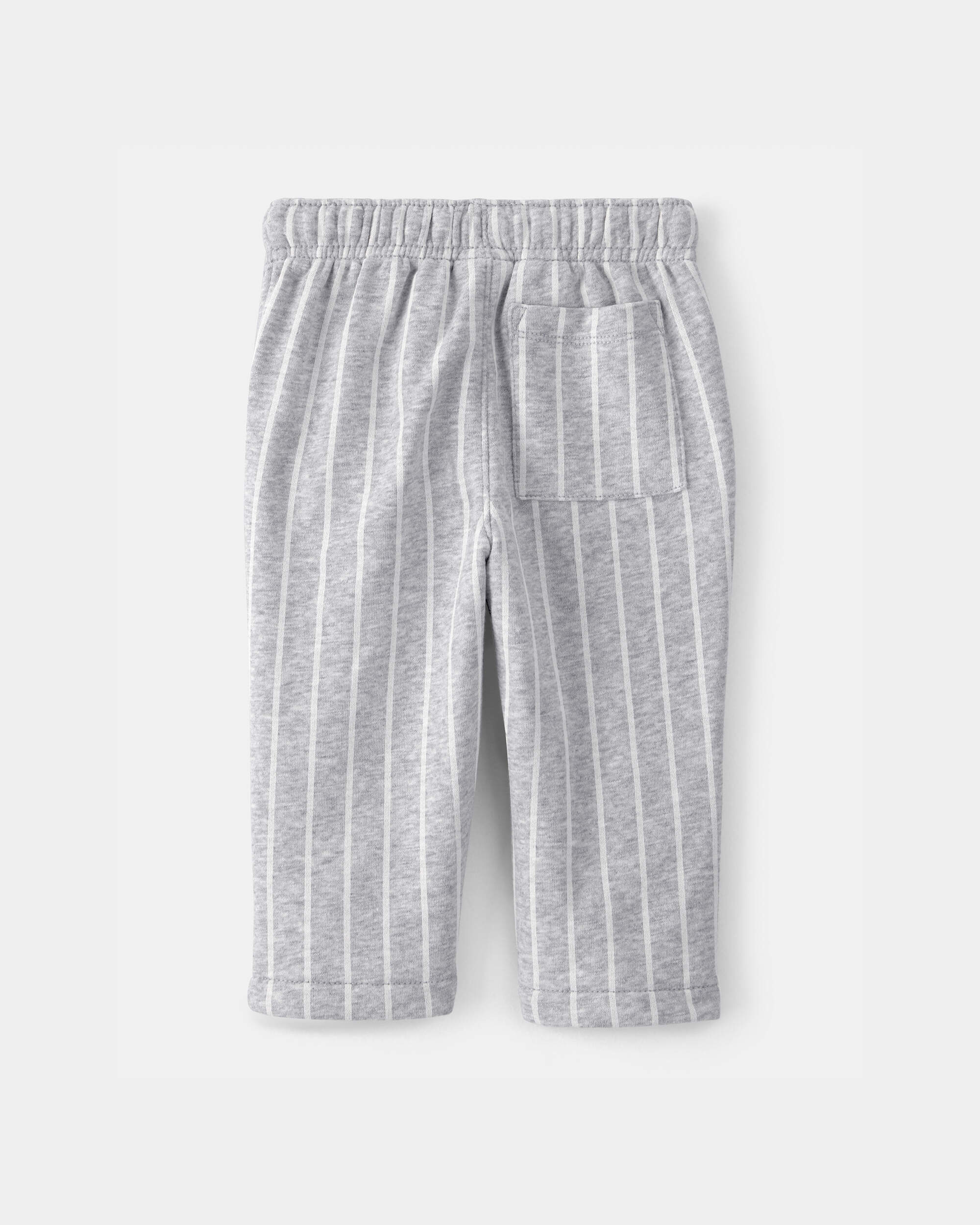 Baby Striped French Terry Pants - Grey/White