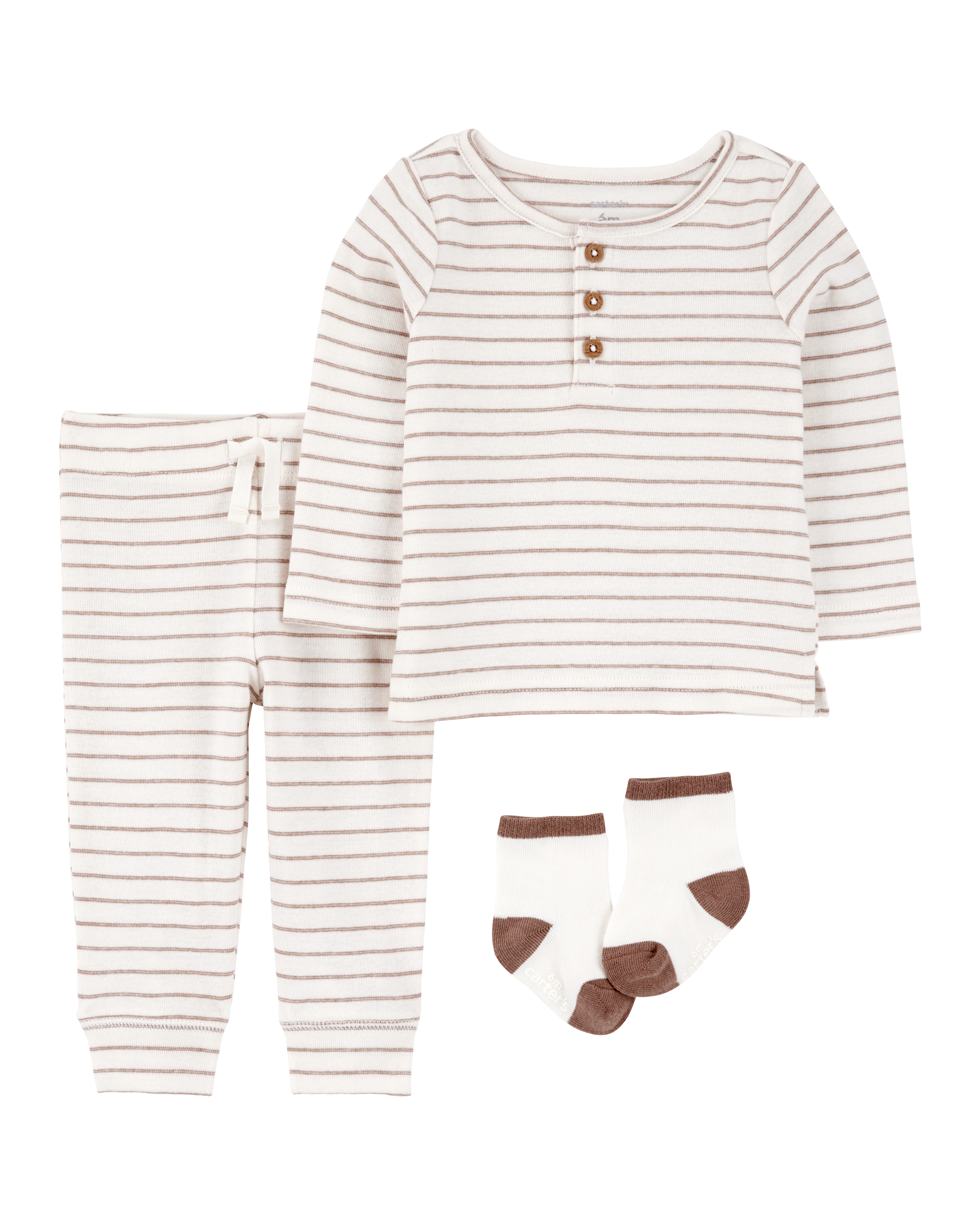 Baby 3-Piece Striped Tee & Pant Set