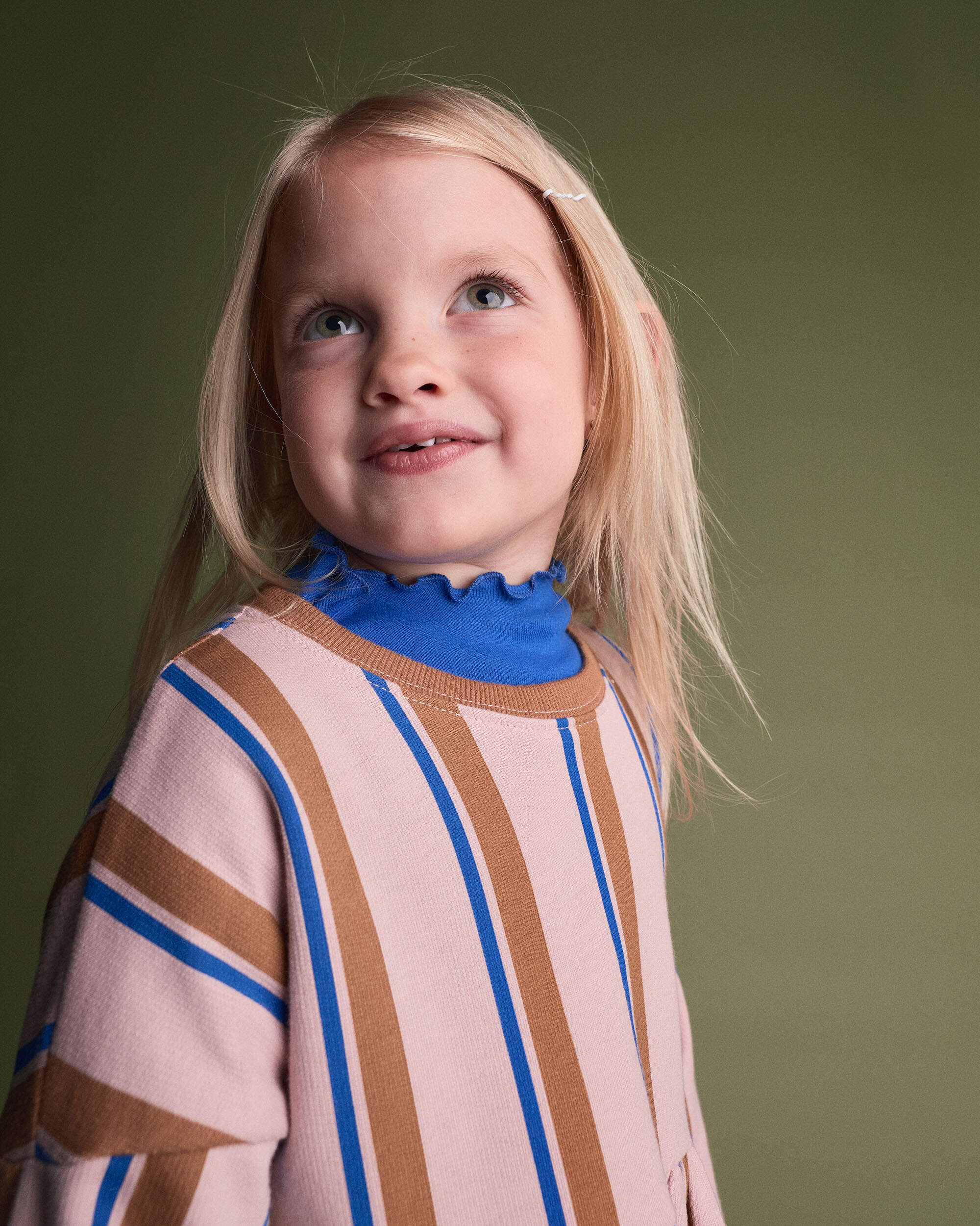Toddler Girl Balloon-Sleeve Dress Stripes - Pink/Brown/Blue
