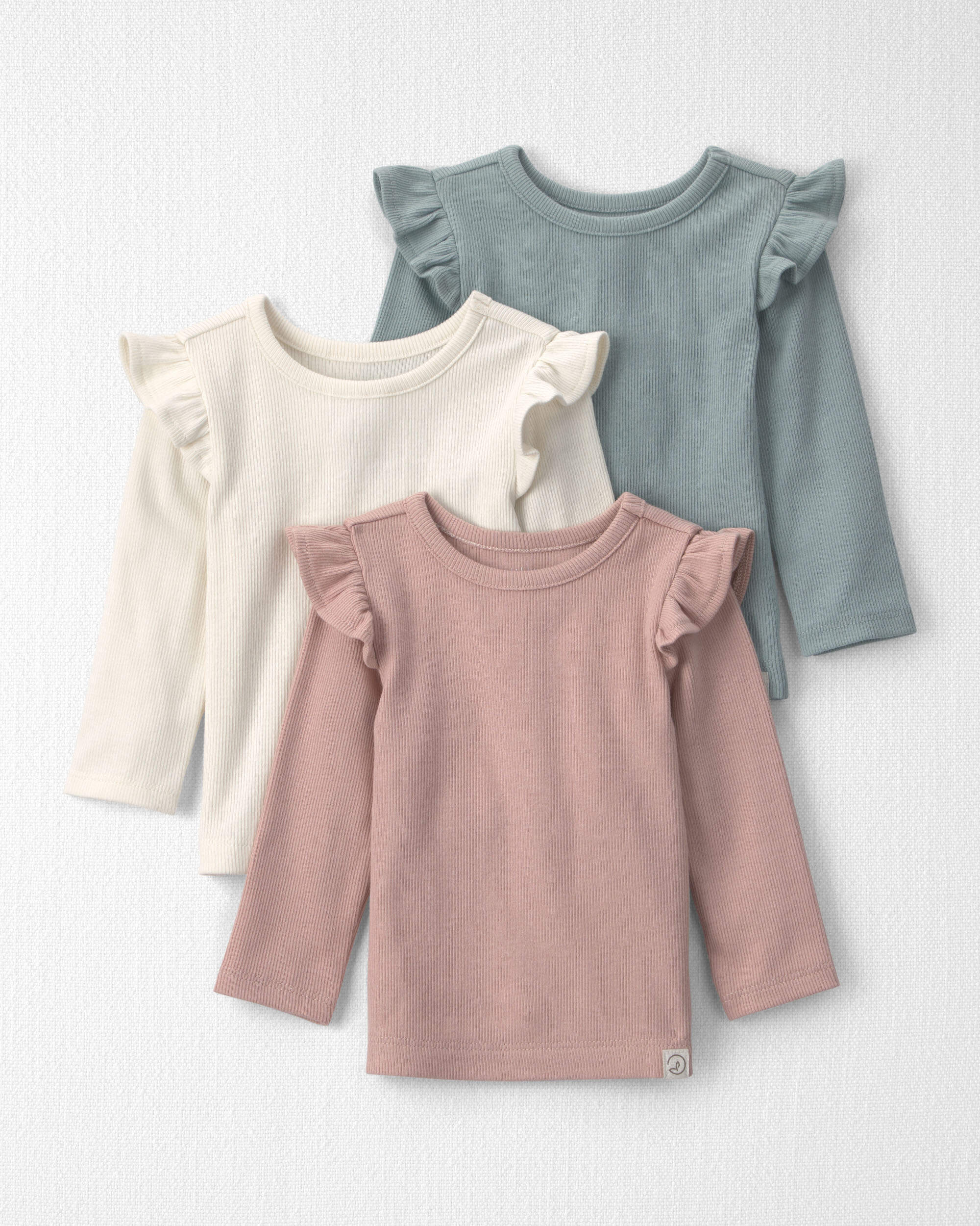 Baby Girl 3-Pack Organic Cotton Rib Slim Fit Tops