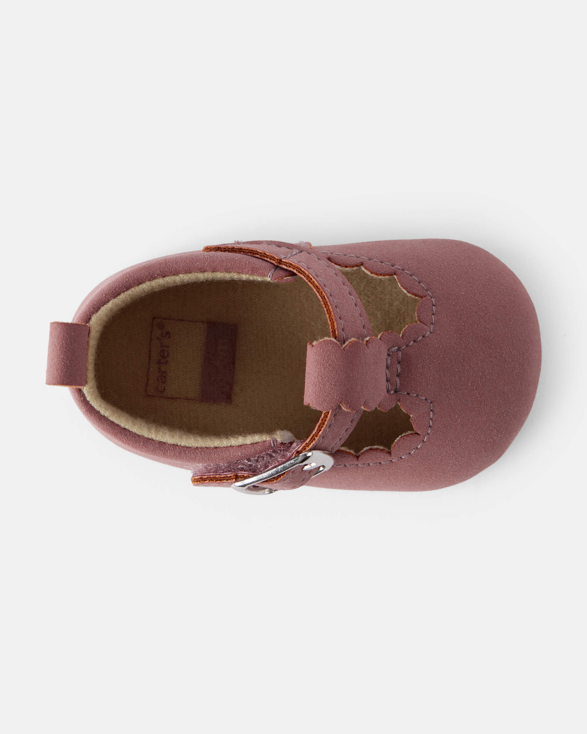 Baby Girl Scallop Edge Buckle Shoes - Pink