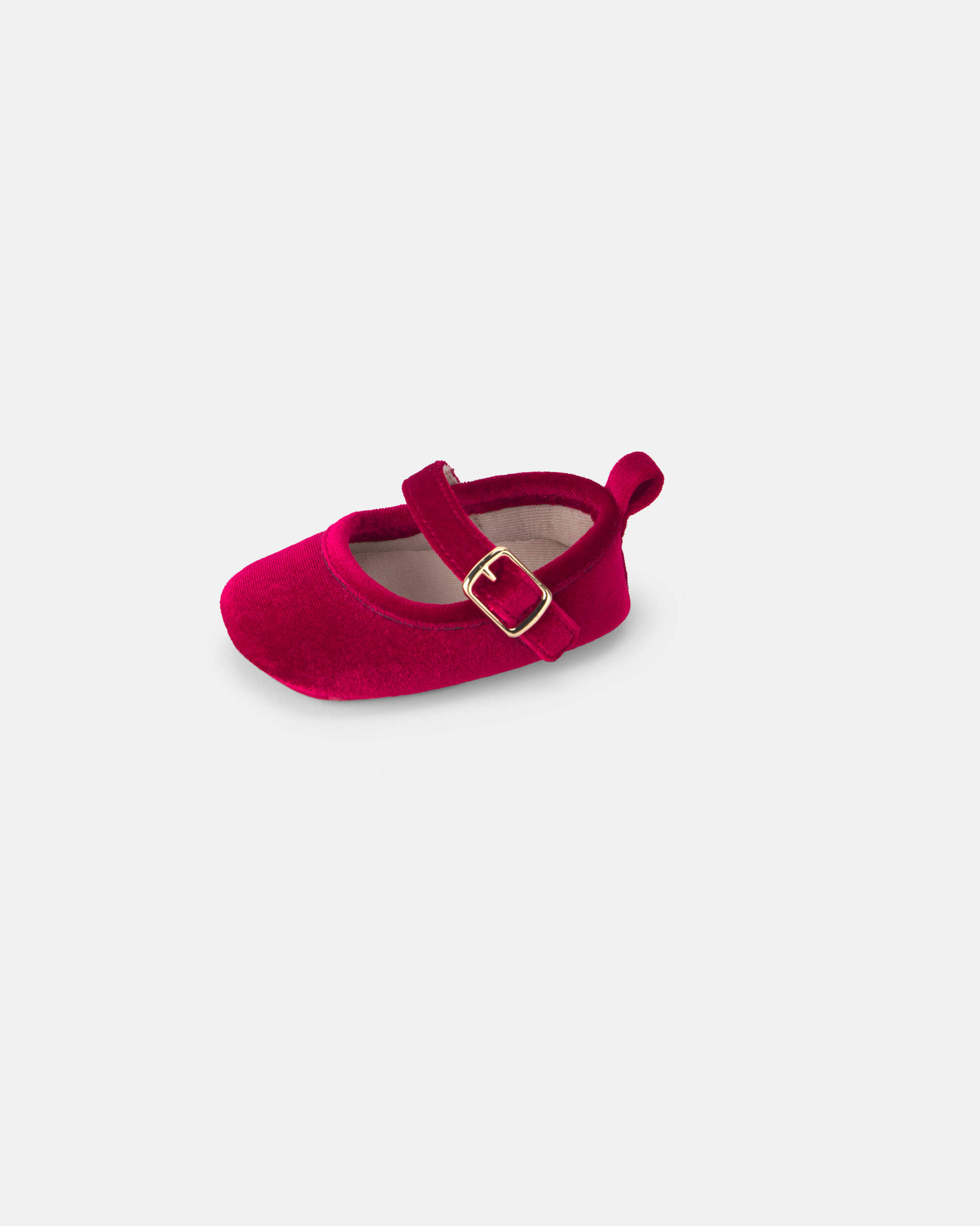 Baby Girl Mary Jane Velvety Flats - Red