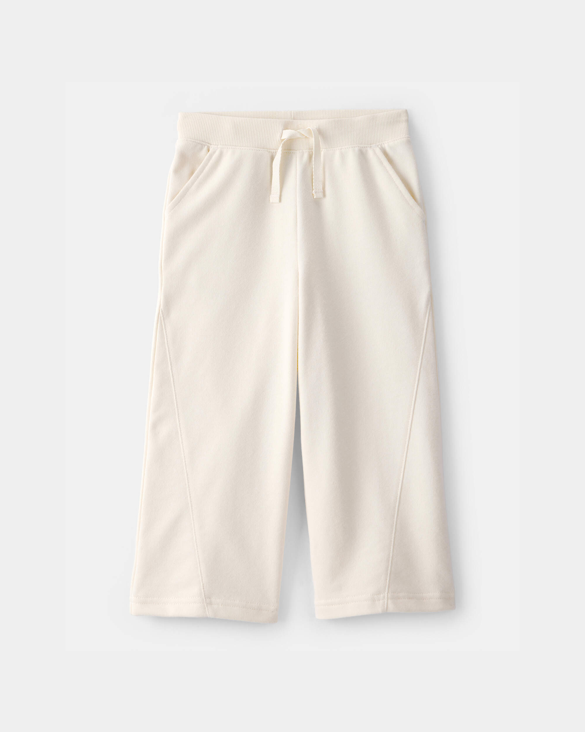 Toddler Girl French Terry Wide-Leg Active Pants - Ivory