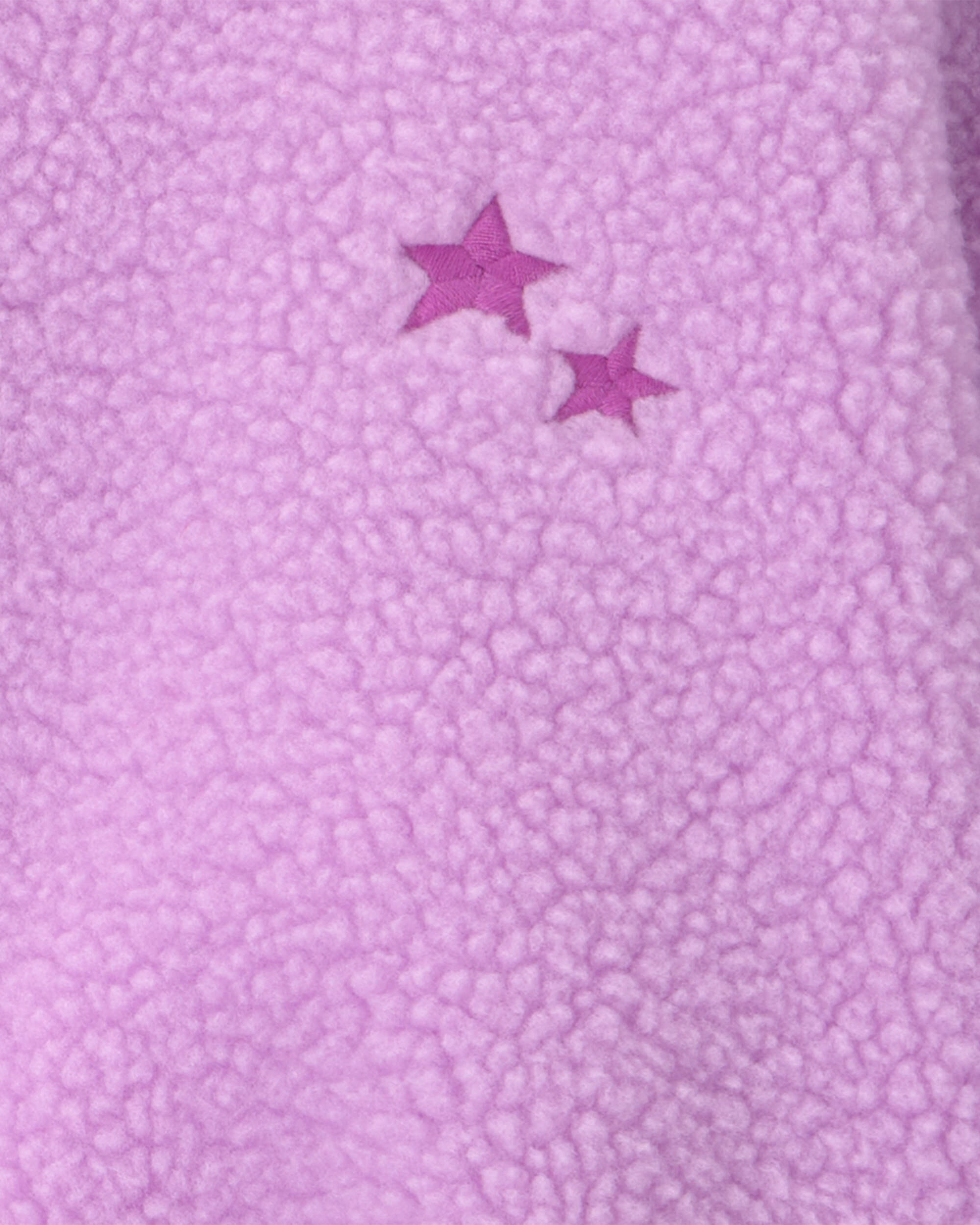 Toddler Girl Star Teddy Fleece Zip-Up Jacket - Purple