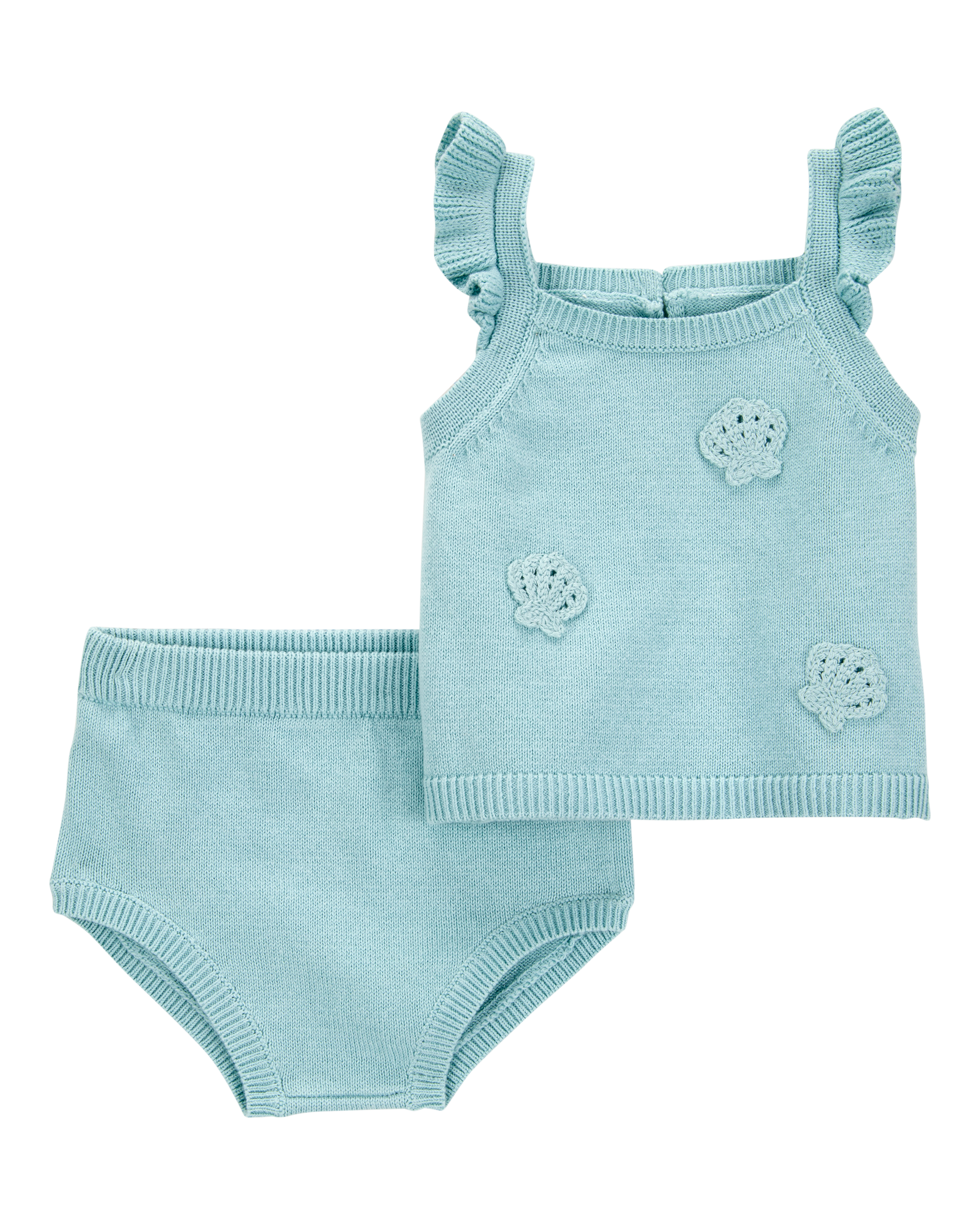 Baby 2-Piece Crochet Sweater Knit Tank & Diaper Cover Set