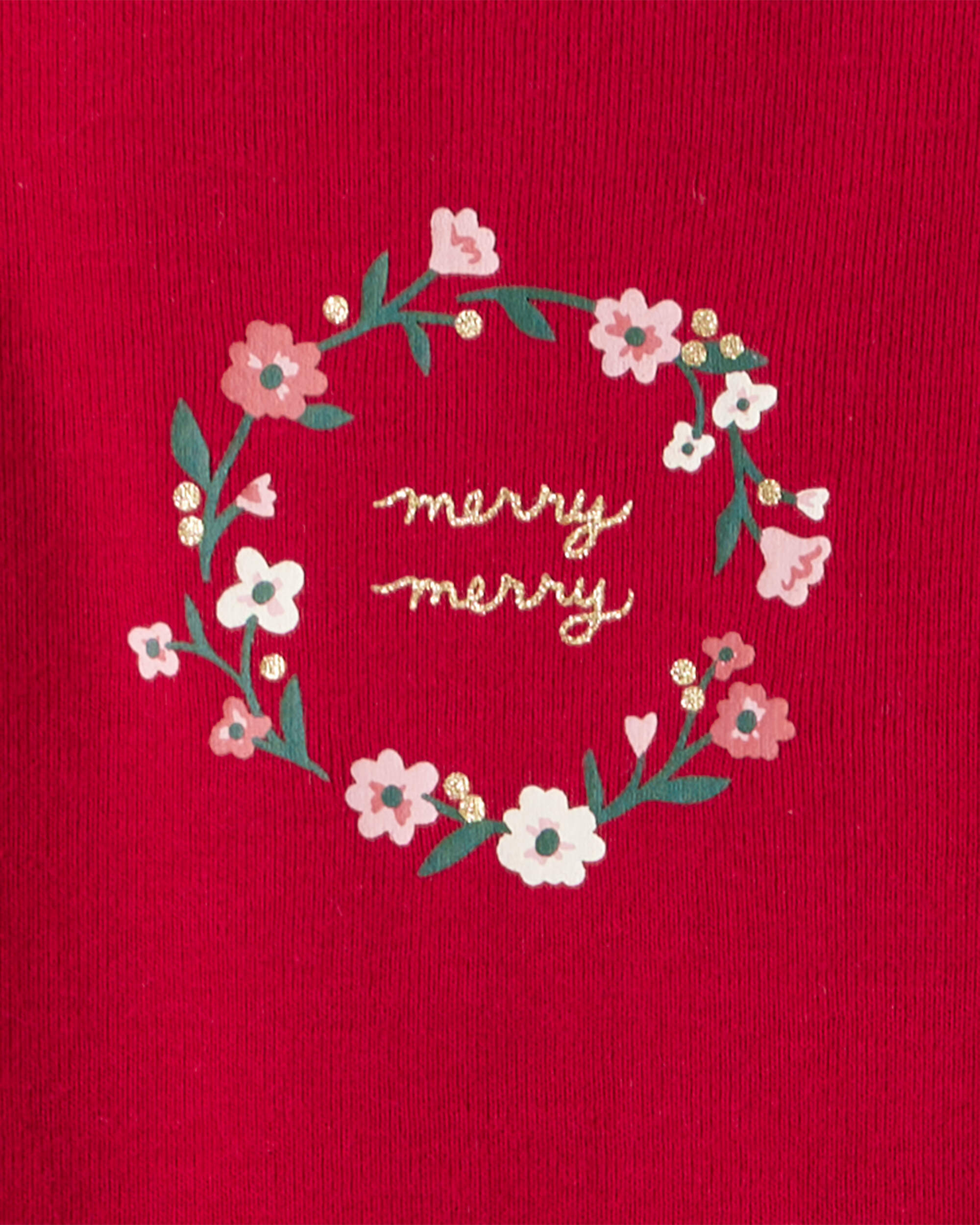 Baby Girl 3-Piece Floral Merry Cotton Bodysuits & Pant Set - White/Red